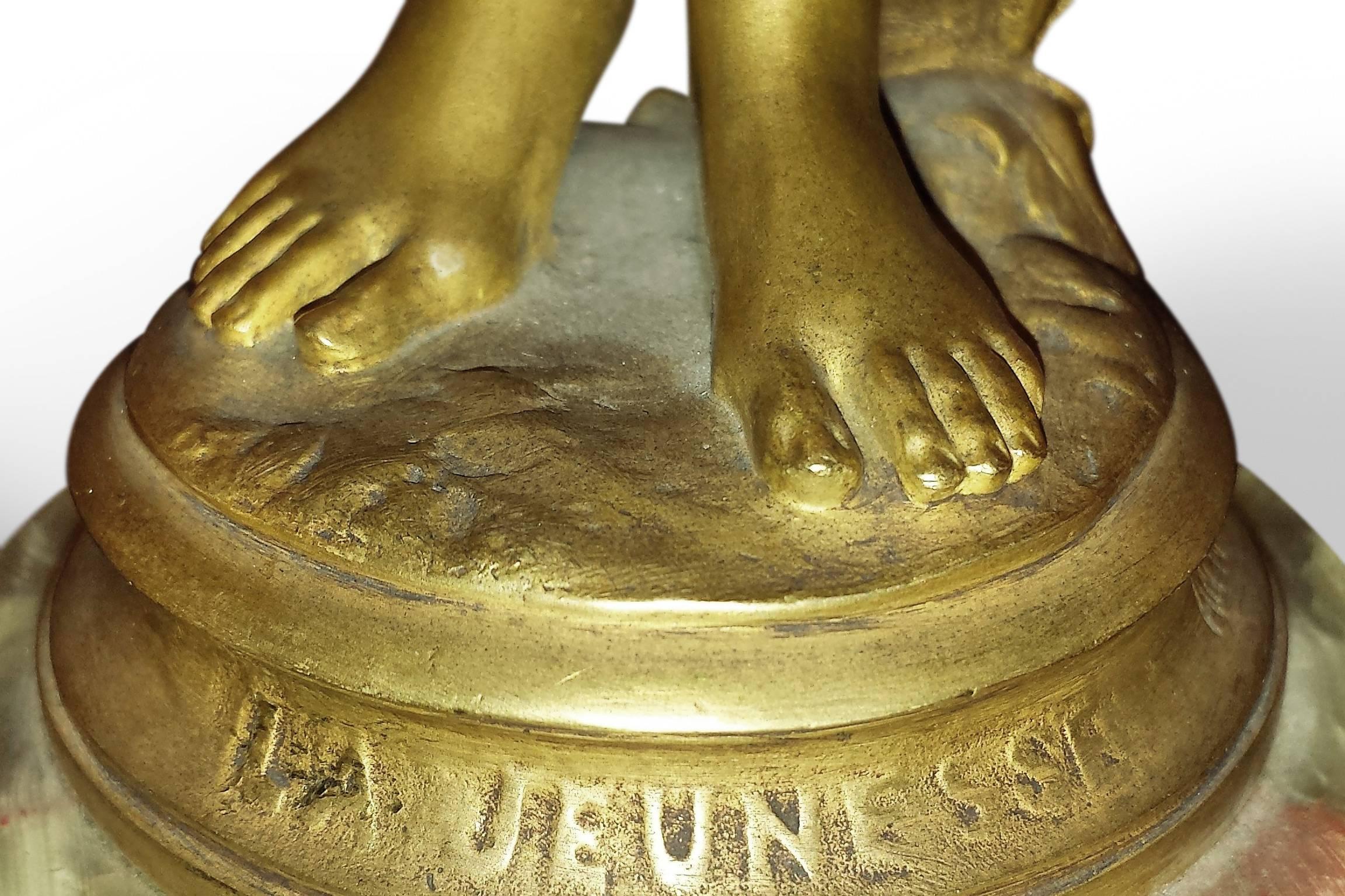 Original Art Nouveau Nude Bronze La Jeunesse by Antonin Carles For Sale 2