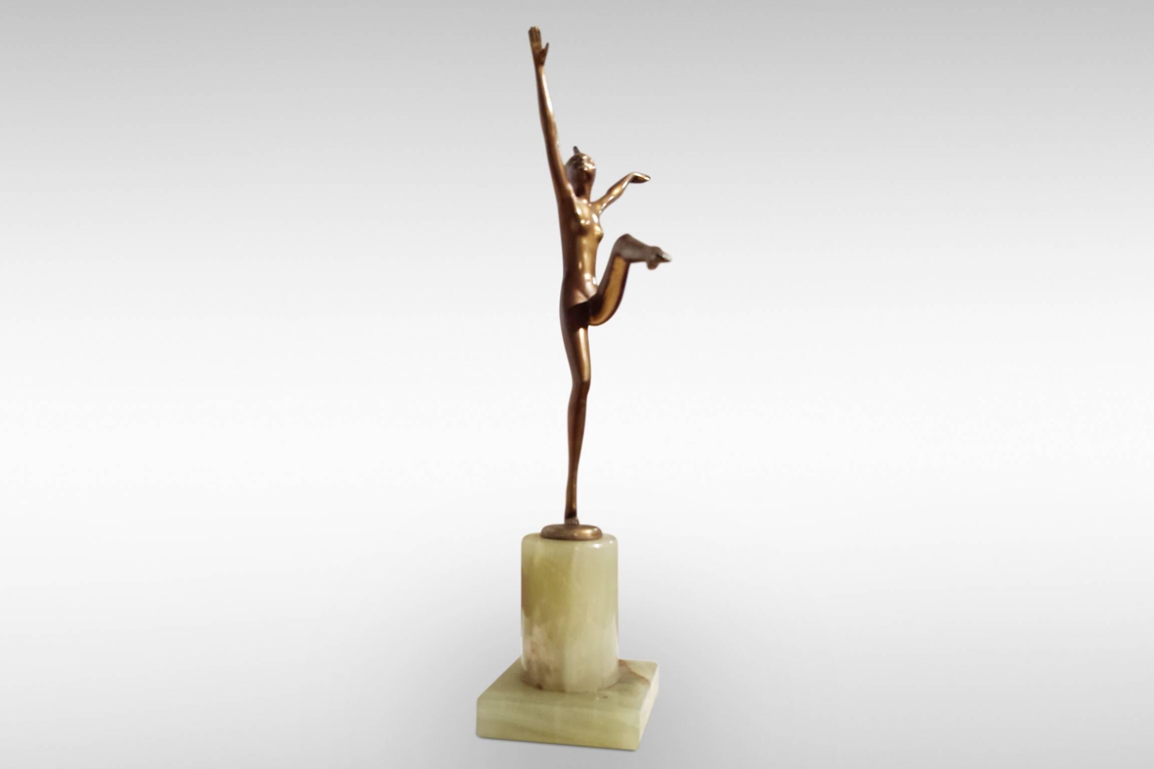 Austrian Original Art Deco Bronze Dancer 'Sophie' by Joseph Adolph, circa 1930