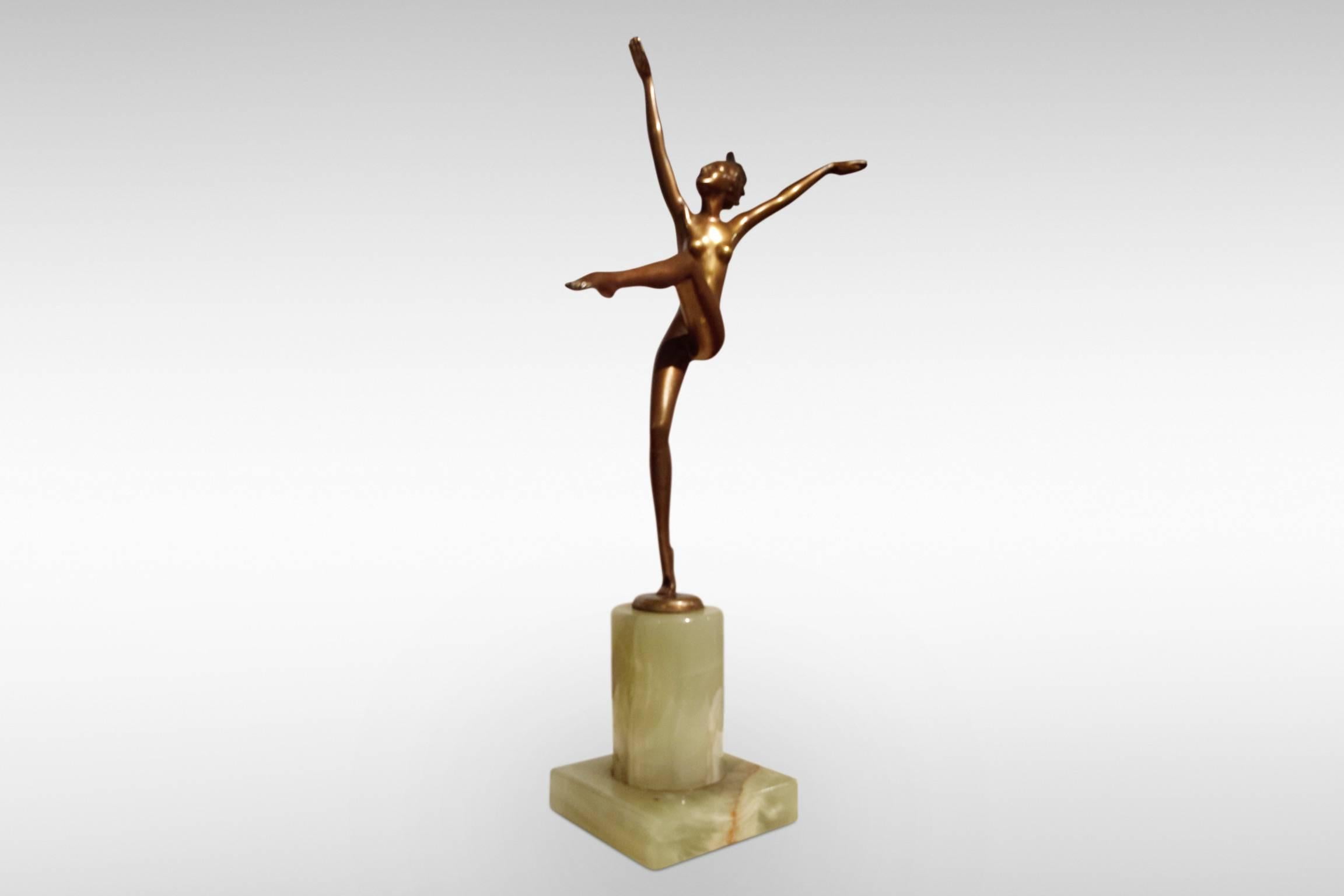 Original Art Deco Bronze Dancer 'Sophie' by Joseph Adolph, circa 1930 In Excellent Condition In Kent, GB