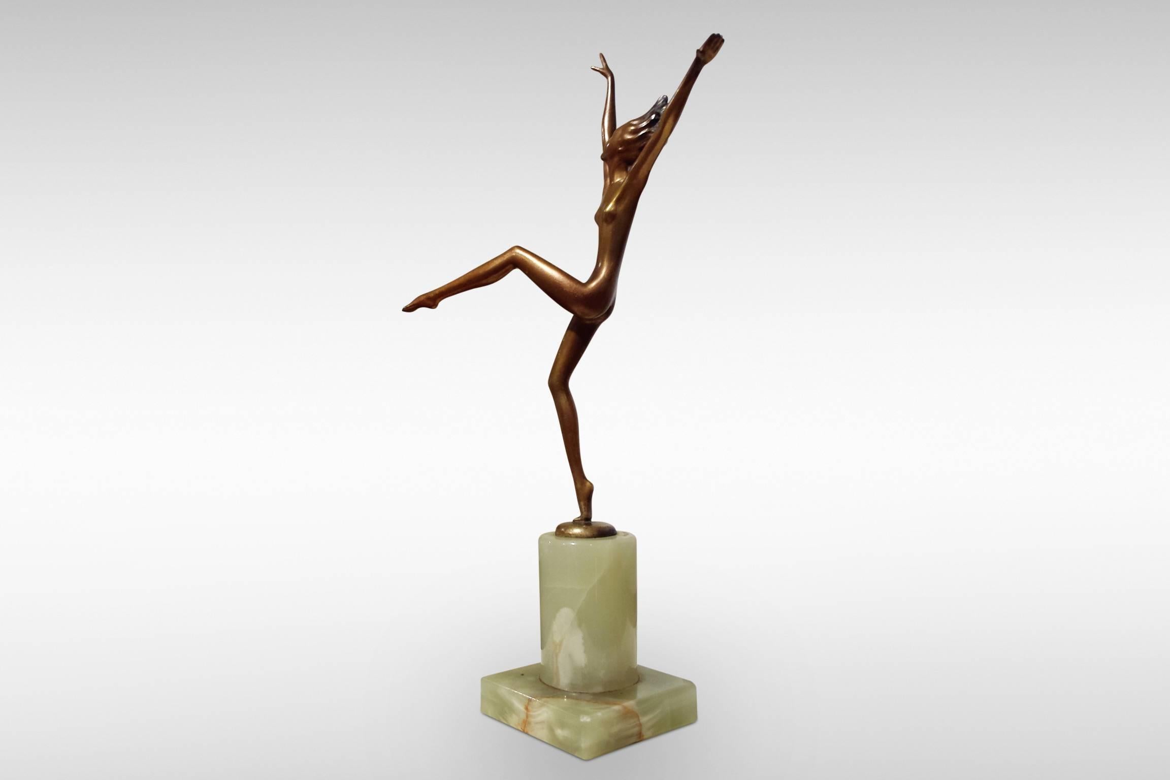 20th Century Original Art Deco Bronze Dancer 'Sophie' by Joseph Adolph, circa 1930