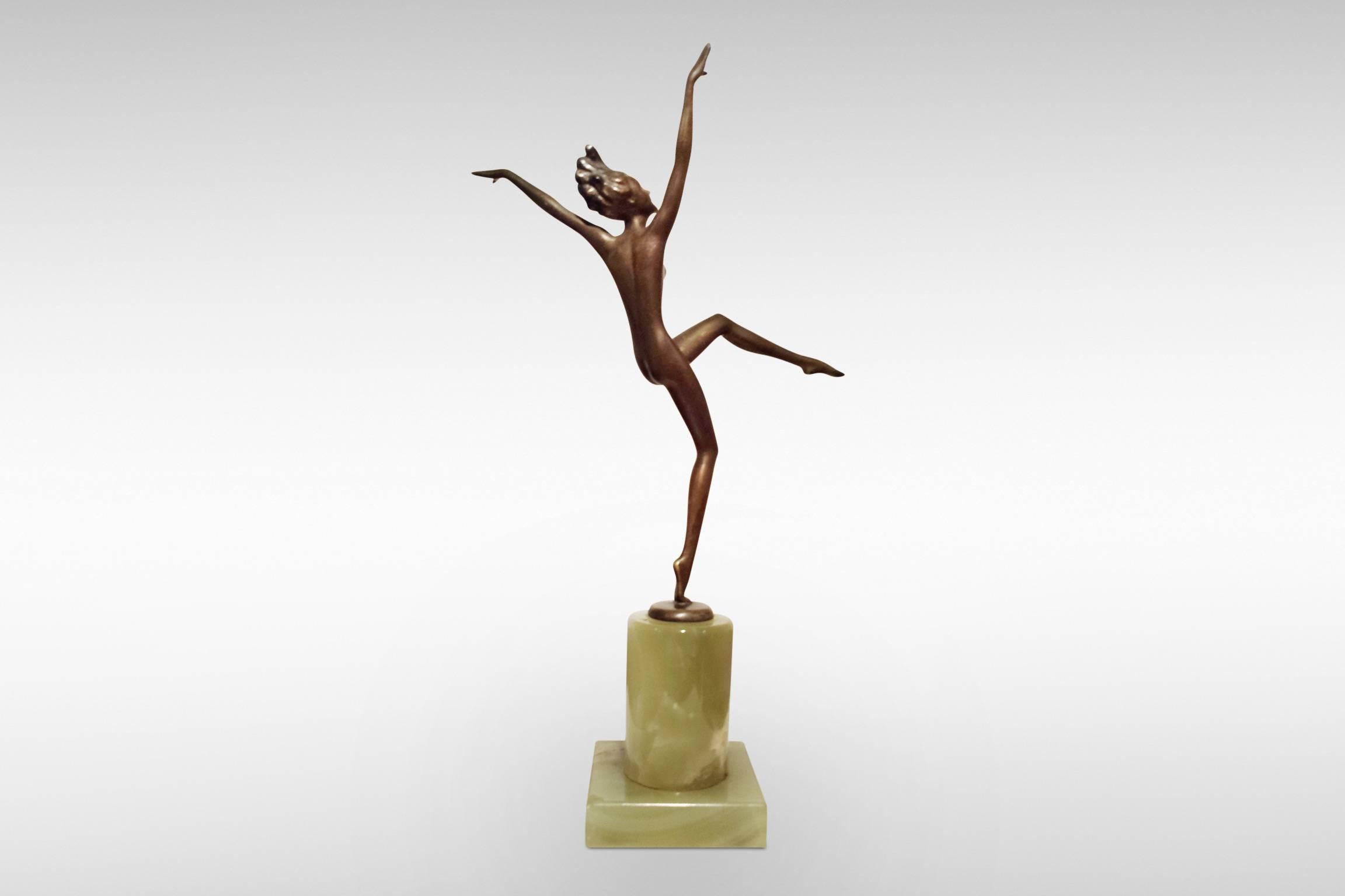 Original Art Deco Bronze Dancer 'Sophie' by Joseph Adolph, circa 1930 1