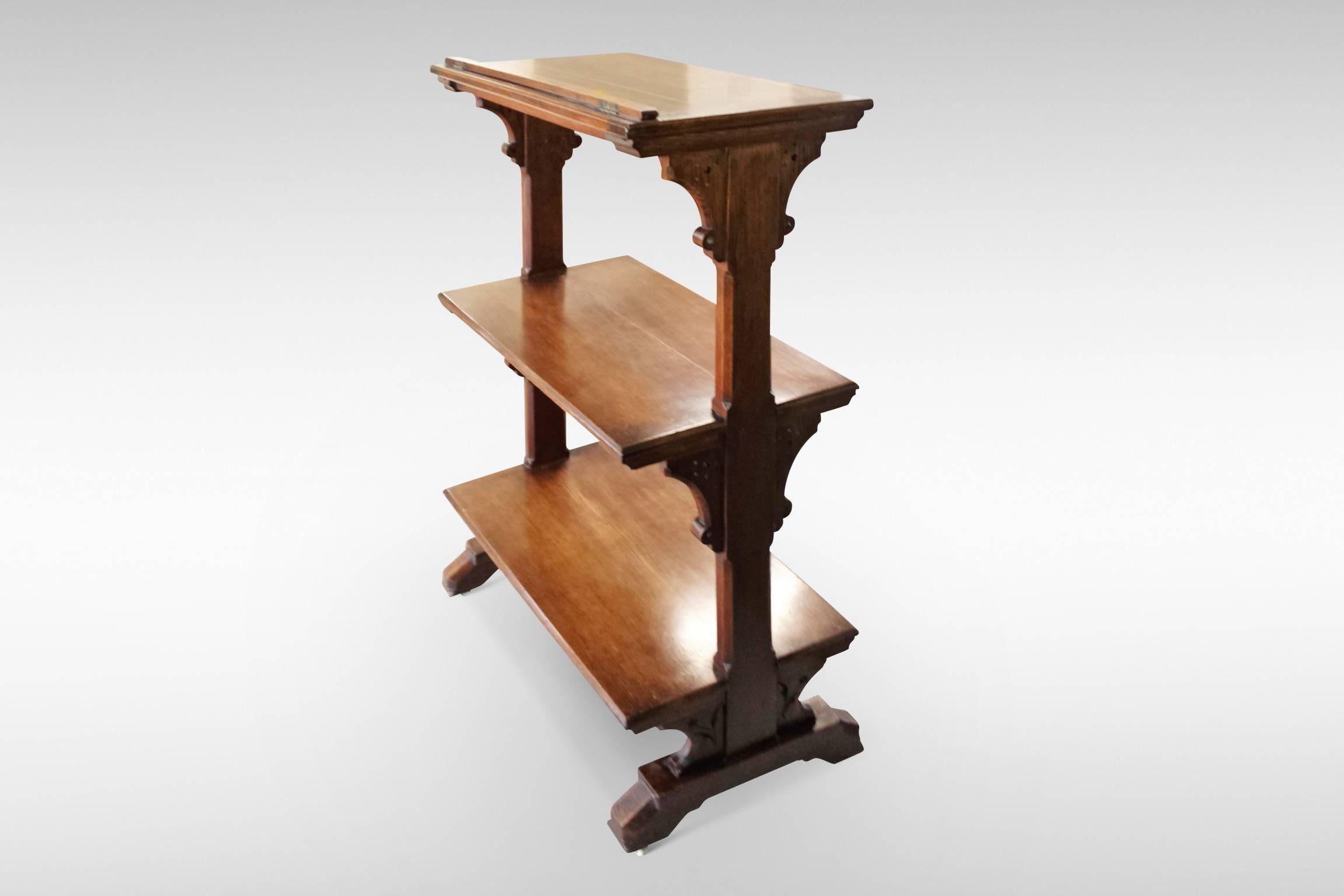 An oak Arts & Crafts movement library or music stand with adjustable slope, attributed to Charles Lock Eastlake.
circa 1880-1900.