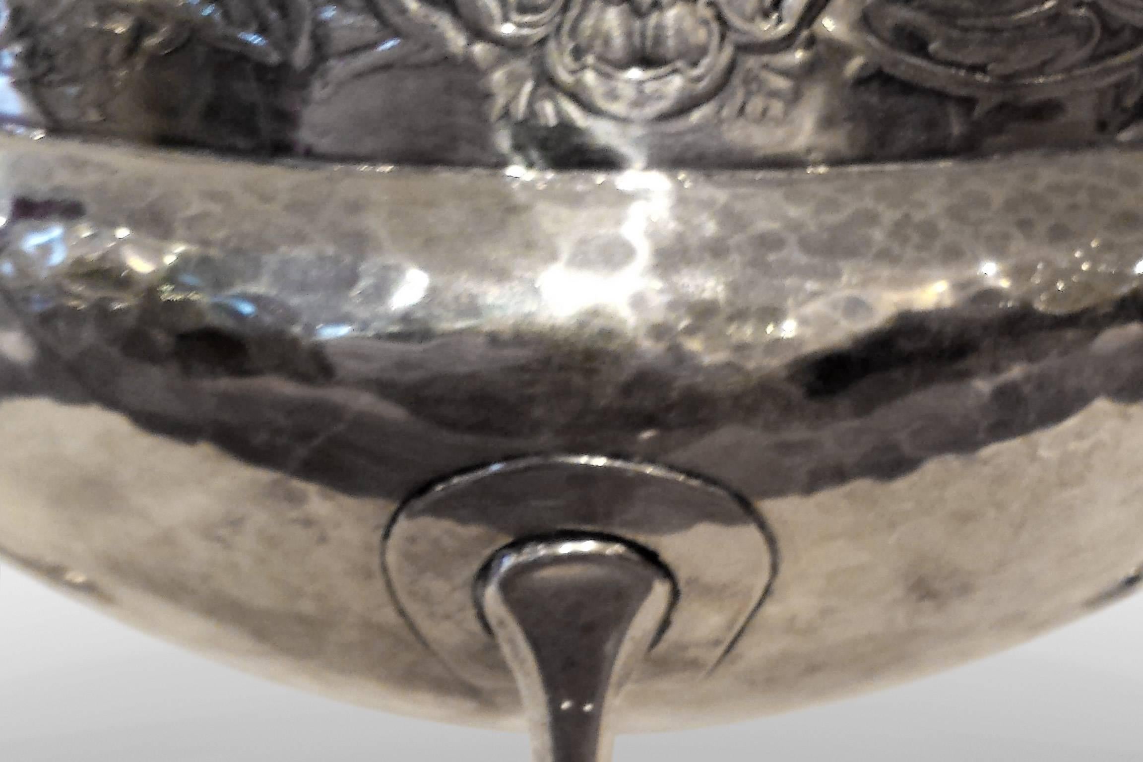 Early 20th Century Art Nouveau Silver Rose Bowl by A E Jones For Sale