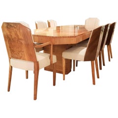 Art Deco Dining Table, Chairs and Carvers Attributed to Hille