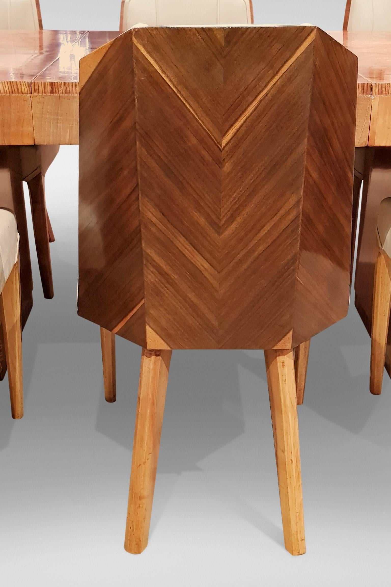 Art Deco Dining Table, Chairs and Carvers Attributed to Hille 1