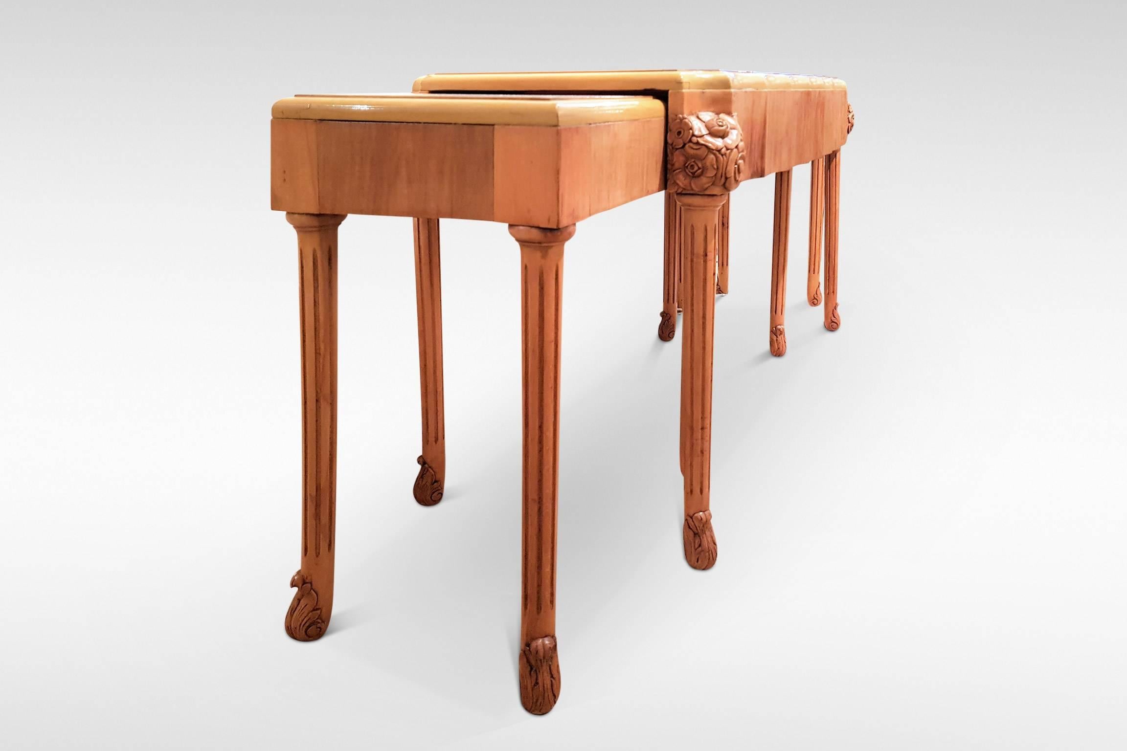 British Set of Art Deco Occasional Tables in Pale Walnut by Epstein