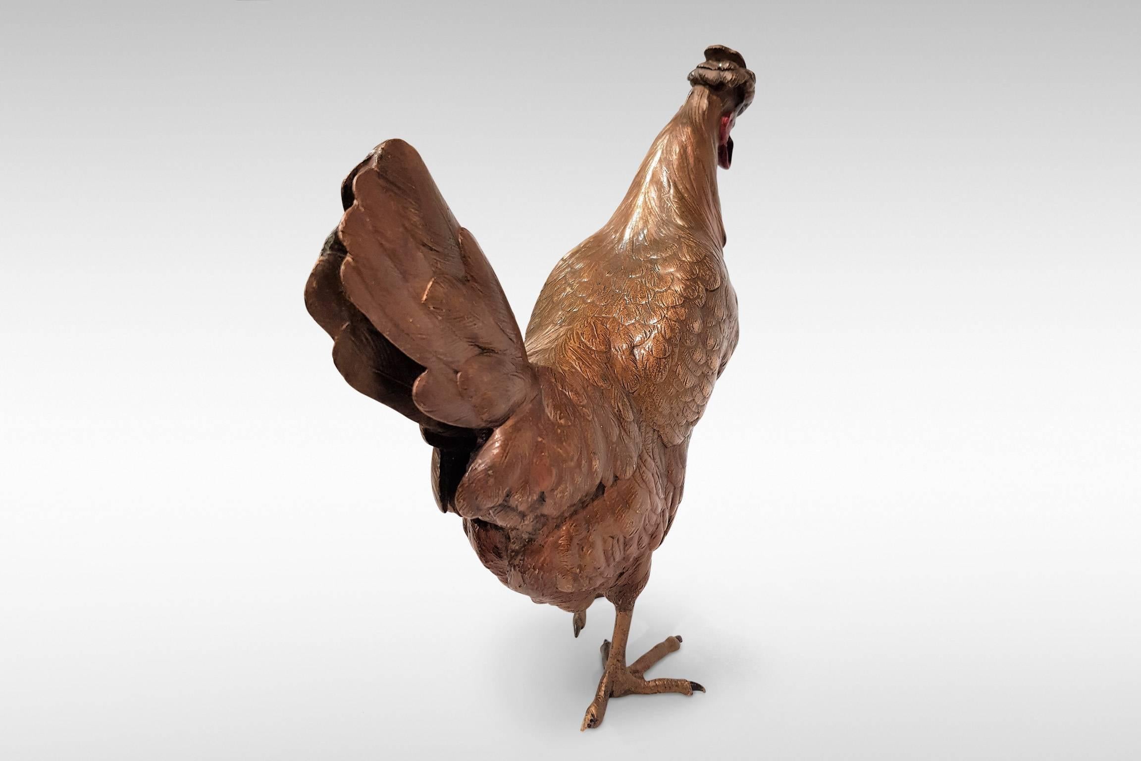 Austrian Franz Bergman Cold-Painted Bronze Chicken For Sale