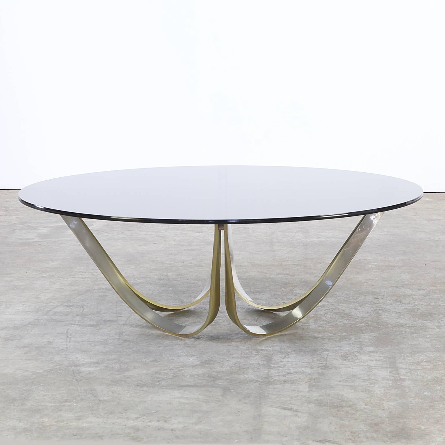 Mid-Century Modern 1970s Roger Sprunger Brass and Glass Coffee Table for Dunbar Furniture For Sale