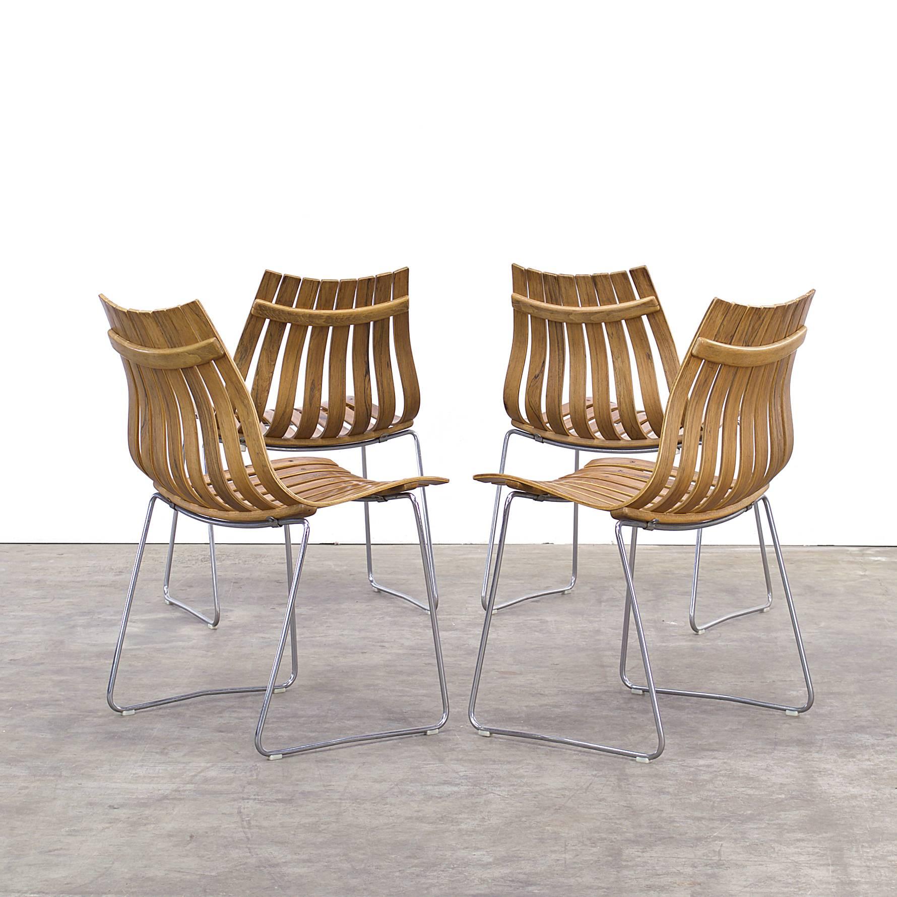 Mid-Century Modern 1950s Hans Brattrud ‘Scandia’ Chair Group of Four for Hove Möble For Sale