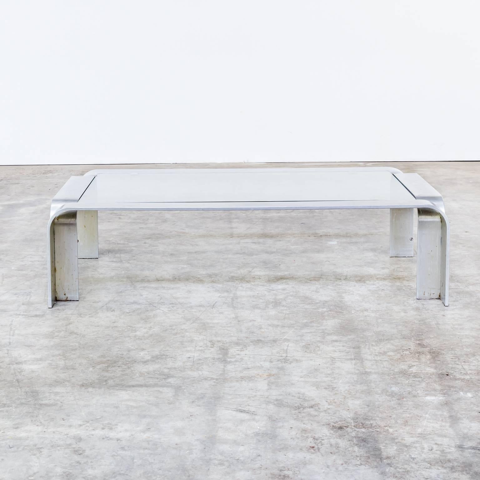 Unknown 1990s Coffee Table in Aluminium and Glass For Sale