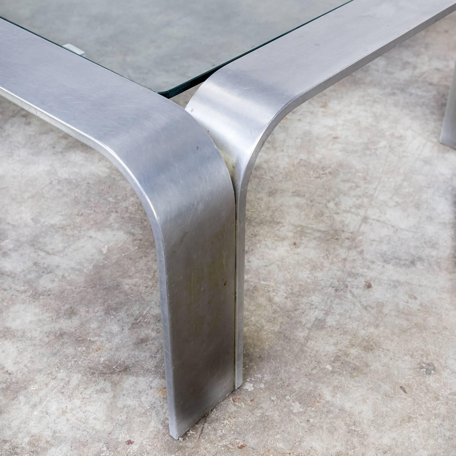 Mid-Century Modern 1990s Coffee Table in Aluminium and Glass For Sale