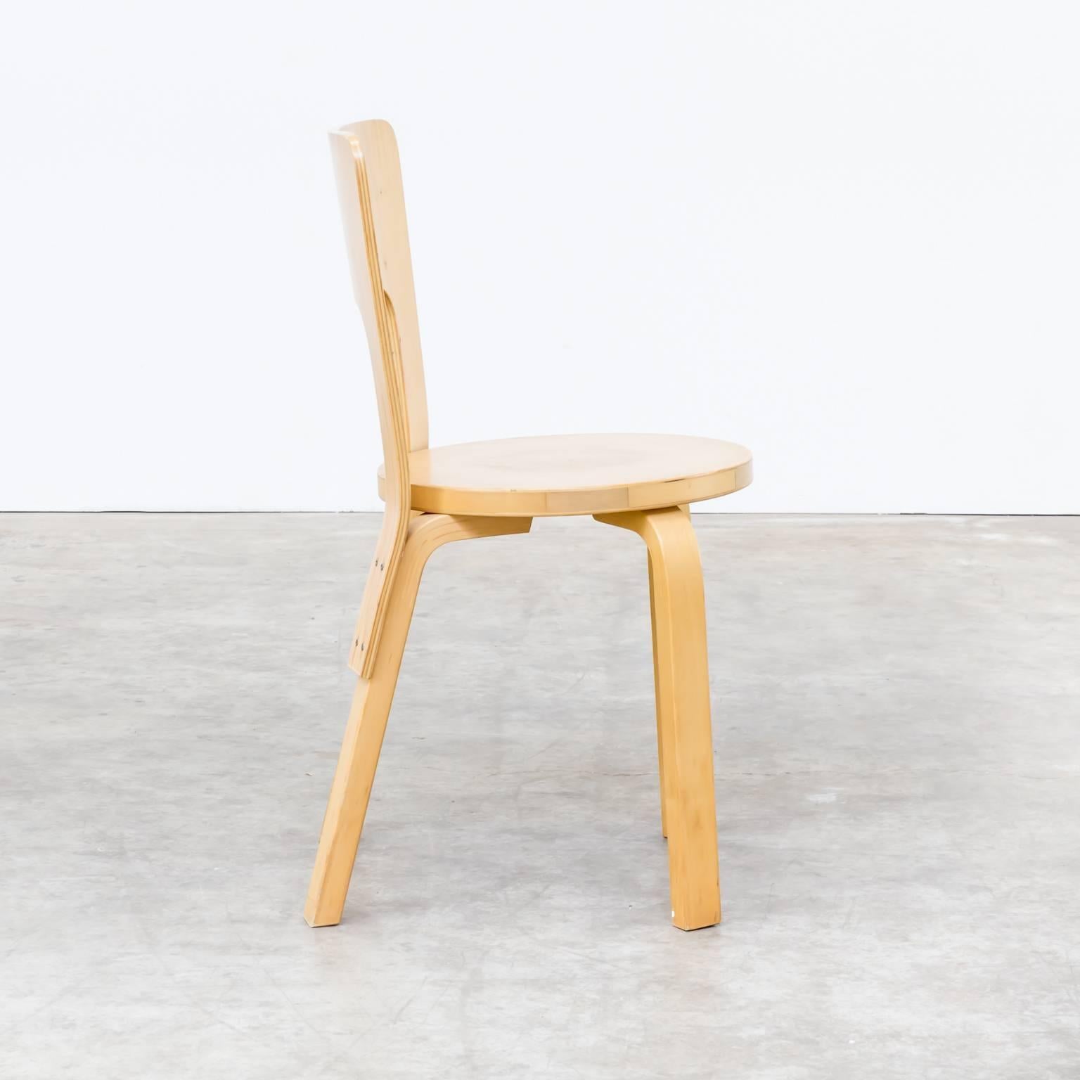 1960s Alvar Aalto Model 66 Dinner Chairs for Artek Set of Four In Good Condition For Sale In Amstelveen, Noord