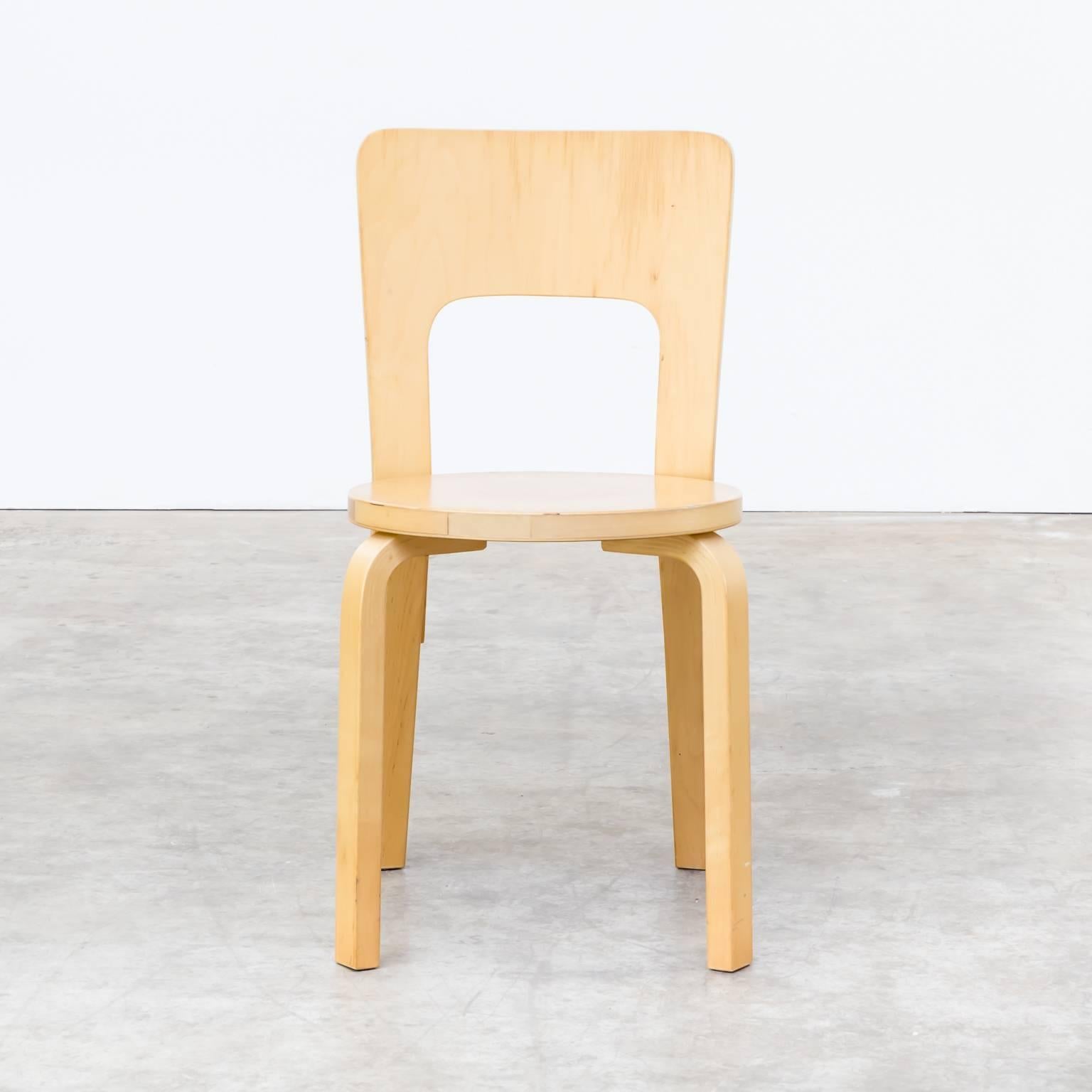 Mid-Century Modern 1960s Alvar Aalto Model 66 Dinner Chairs for Artek Set of Four For Sale