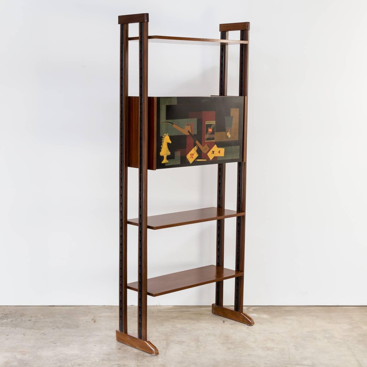 Italian 1950s Vittorio Dassi Style Wall Unit Three Shelves Cabinet For Sale