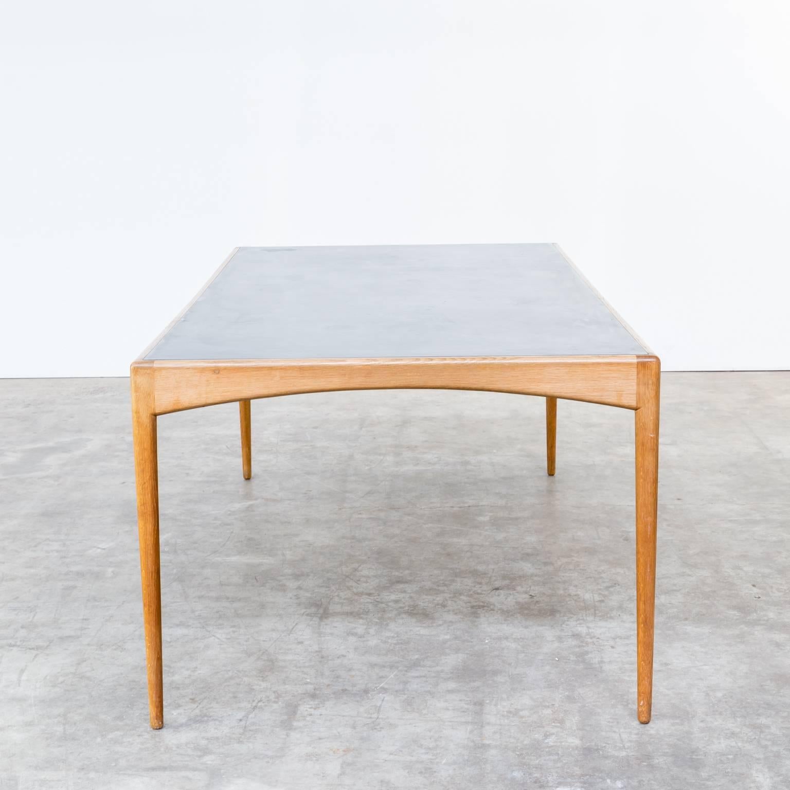 1960s Kristian Solmer Vedel dining table for Soren Willadsen. Special 66cm height, with leatherette grey tabletop. Good condition, wear consistant with age and use. Dimensions: 180cm (W) x 90cm (D) x 66cm (H).