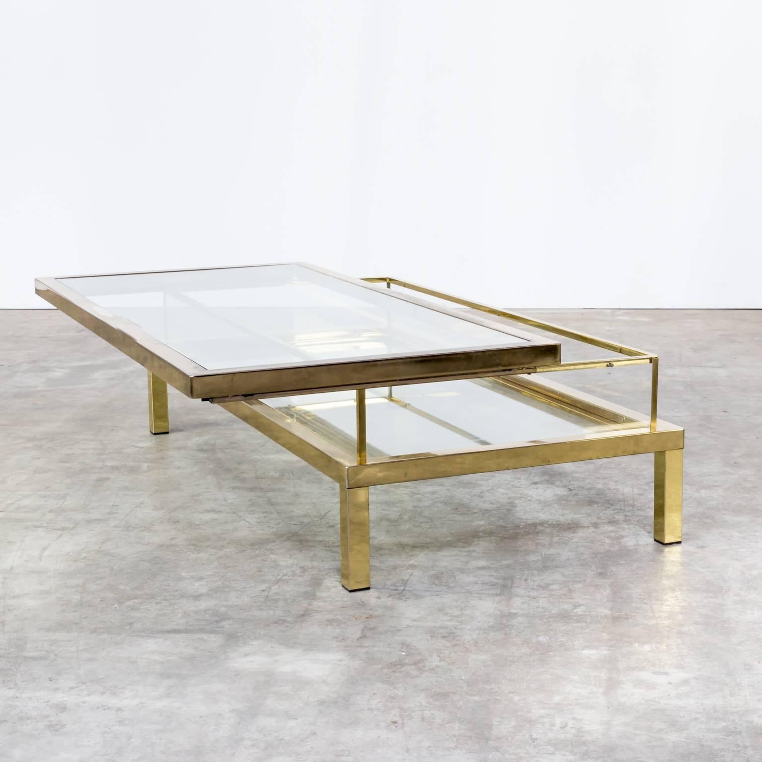 Brass 1950s Beautiful French Maison Jansen Sliding Coffee Table For Sale