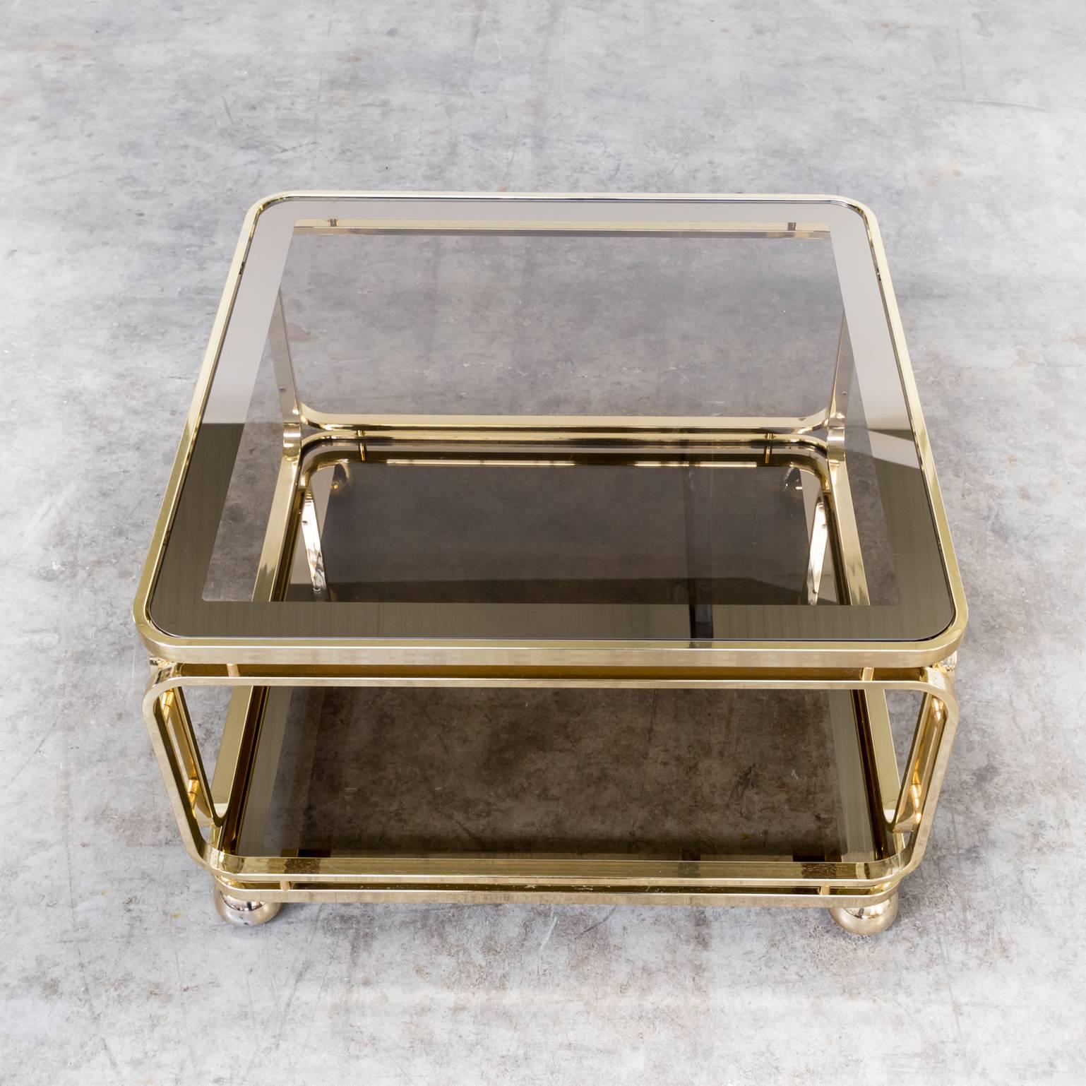 Mid-Century Modern 1960s Brass and Glass Coffee Table, Side Table for Allegri For Sale