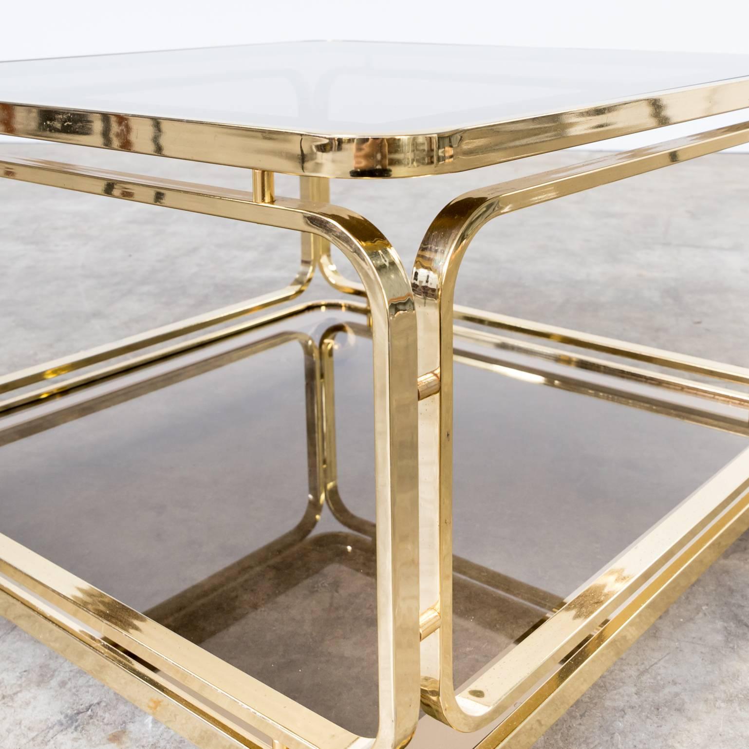 Italian 1960s Brass and Glass Coffee Table, Side Table for Allegri For Sale