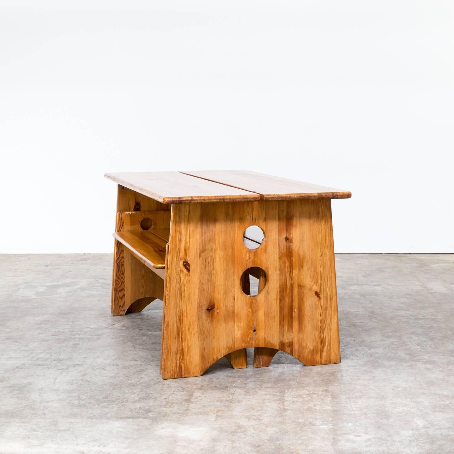 A Gilbert Marklund pine table with two benches for Furusnickarn AB.