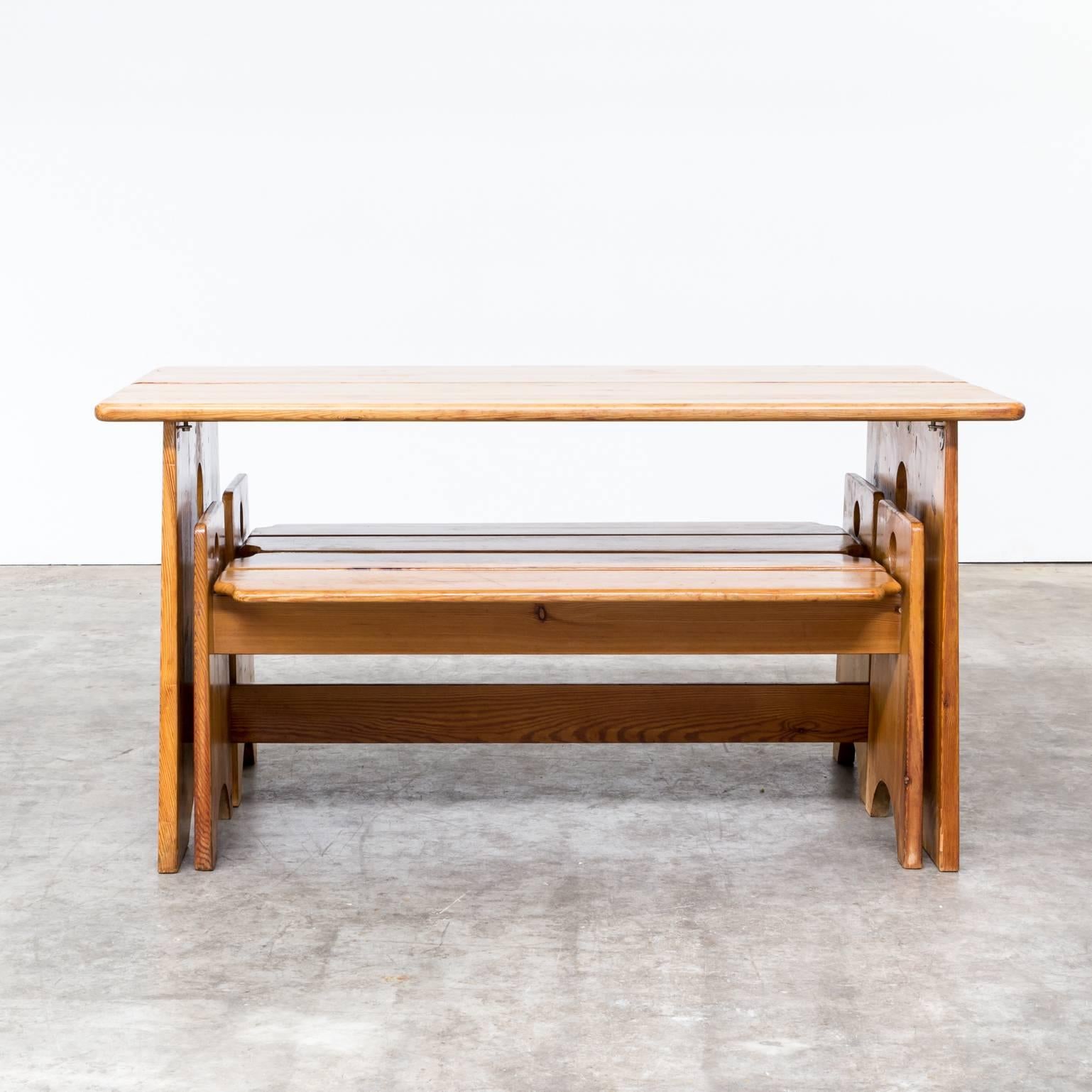 Late 20th Century Gilbert Marklund Pine Table and Benches for Furusnickarn AB, Set of Three For Sale