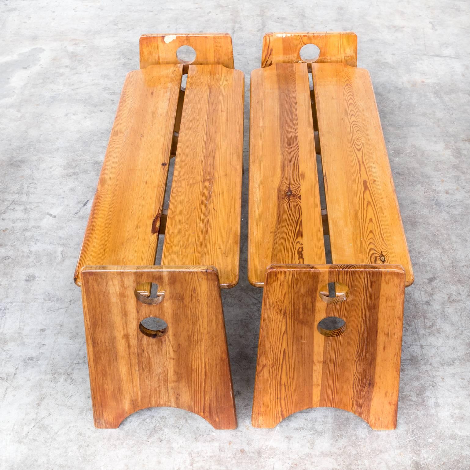 Gilbert Marklund Pine Table and Benches for Furusnickarn AB, Set of Three For Sale 2