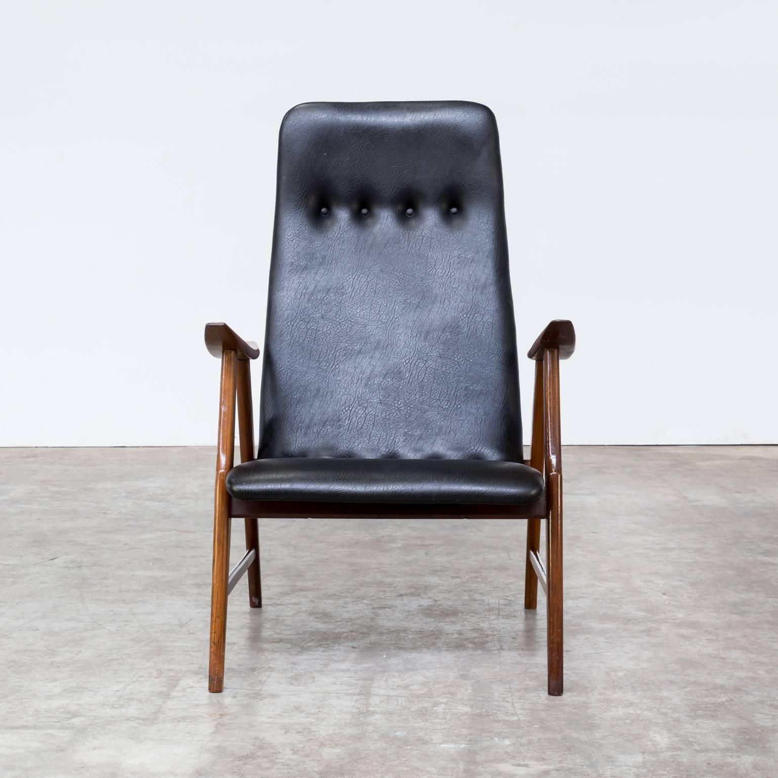 Louis Van Teeffelen black armchair for WéBé in good / fair condition.