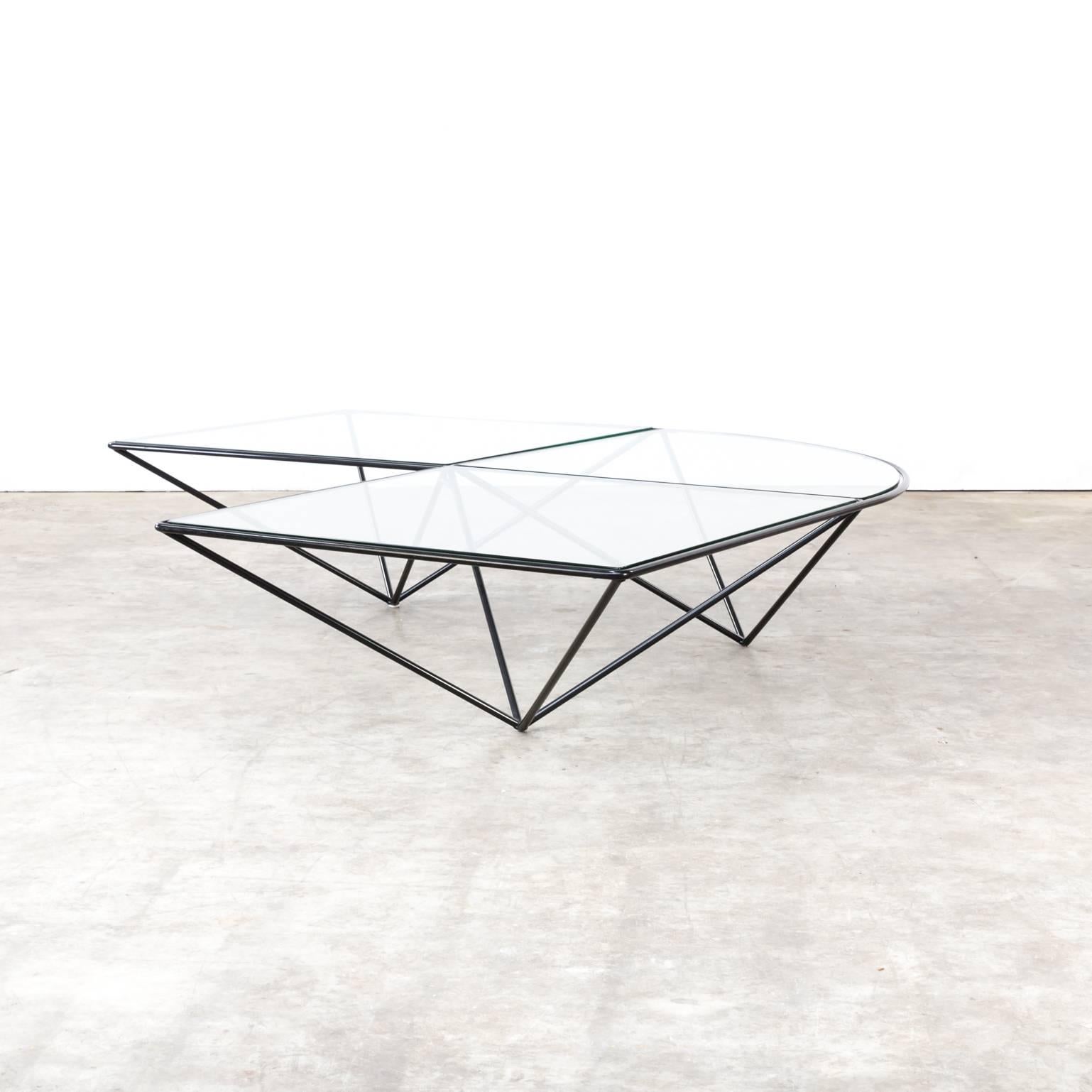 Glass corner coffee table, style of Paolo Piva for B&B Italia, in good condition consistent with age and use, small chip from the glass.