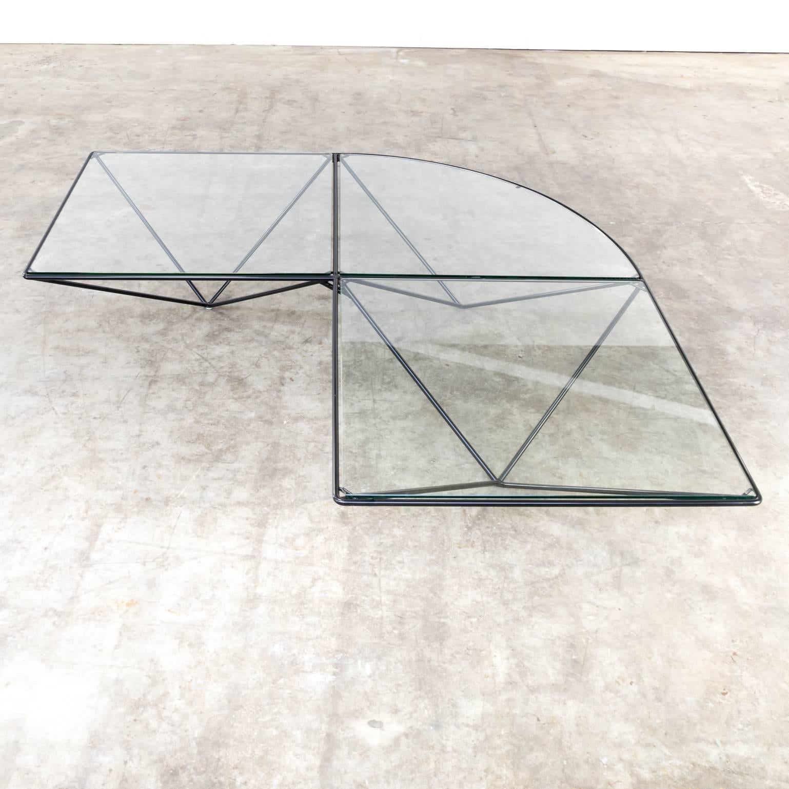 20th Century Glass Corner Coffee Table, style of Paolo Piva For Sale