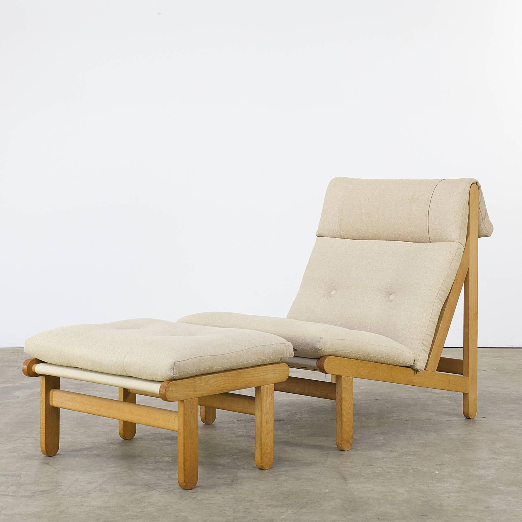 Fabric 1960s Bernt Petersen ‘A Frame’ Fauteuils, Ottoman and Coffee Table for Schiang