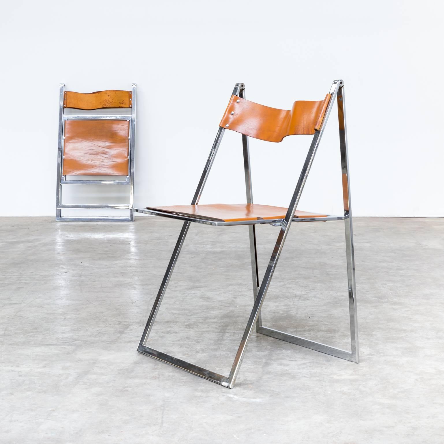 20th Century 1960s Fontoni & Geraci ‘Elios’ Folding Chairs Set of Four For Sale