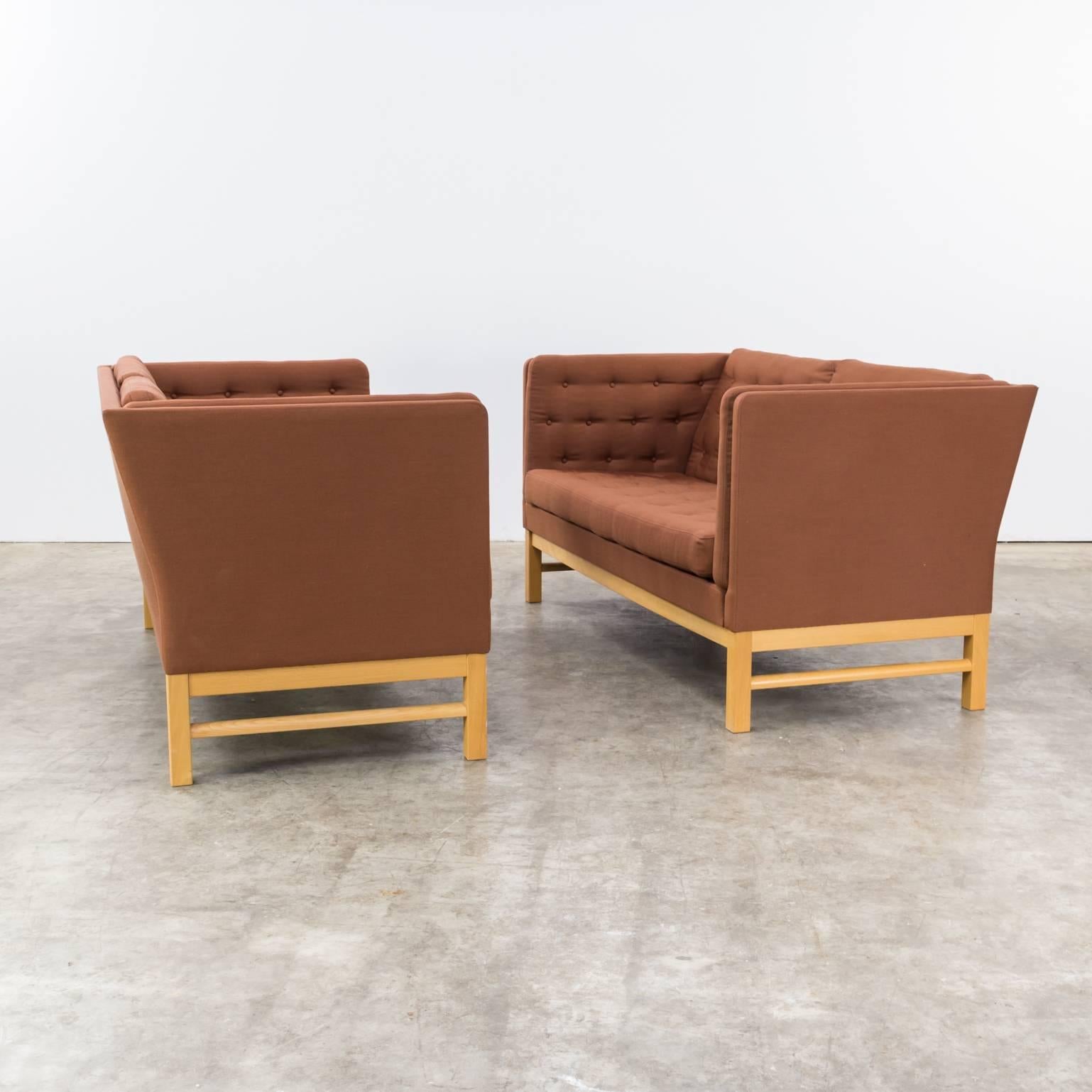1970s Erik Ole Jørgensen sofa earth color set of two. Good condition, firm frames, fabric minor spurs of usage.
