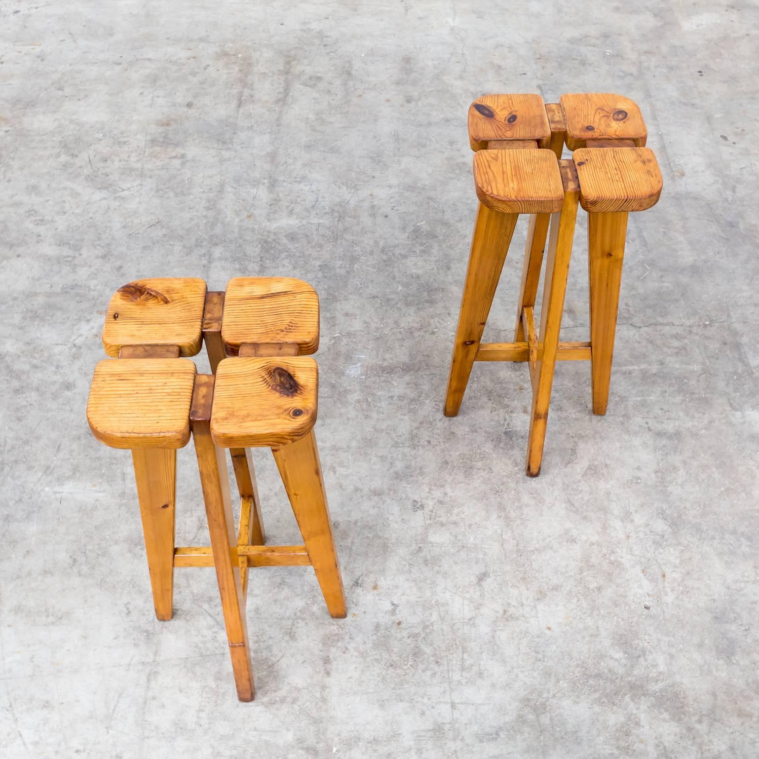 20th Century Lisa Johansson Pape Pine Stools for Stockmann AB, Set of Two For Sale