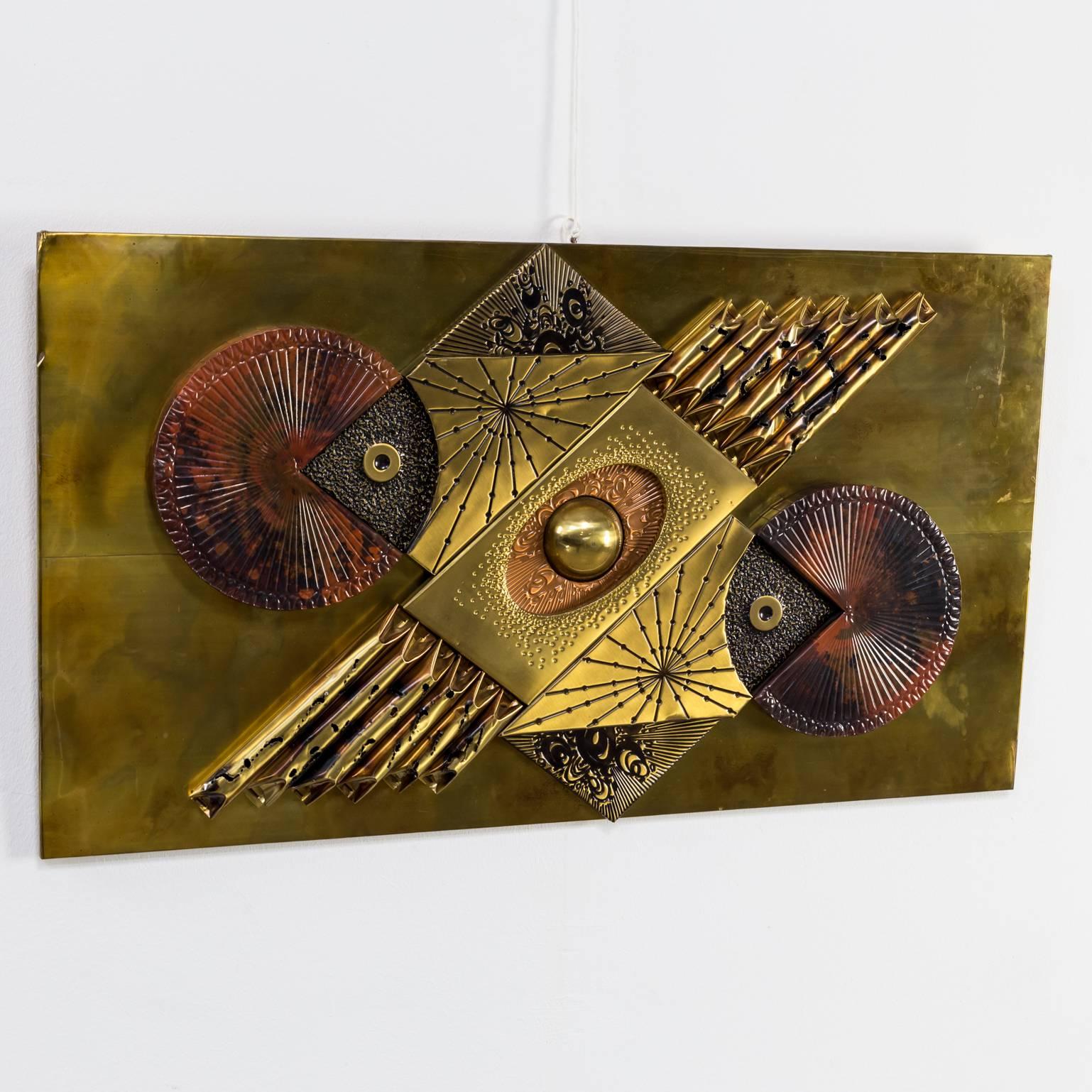 Mixed Metals Brutalist Wall Sculpture in the Style of Curtis C. Jere For Sale 5