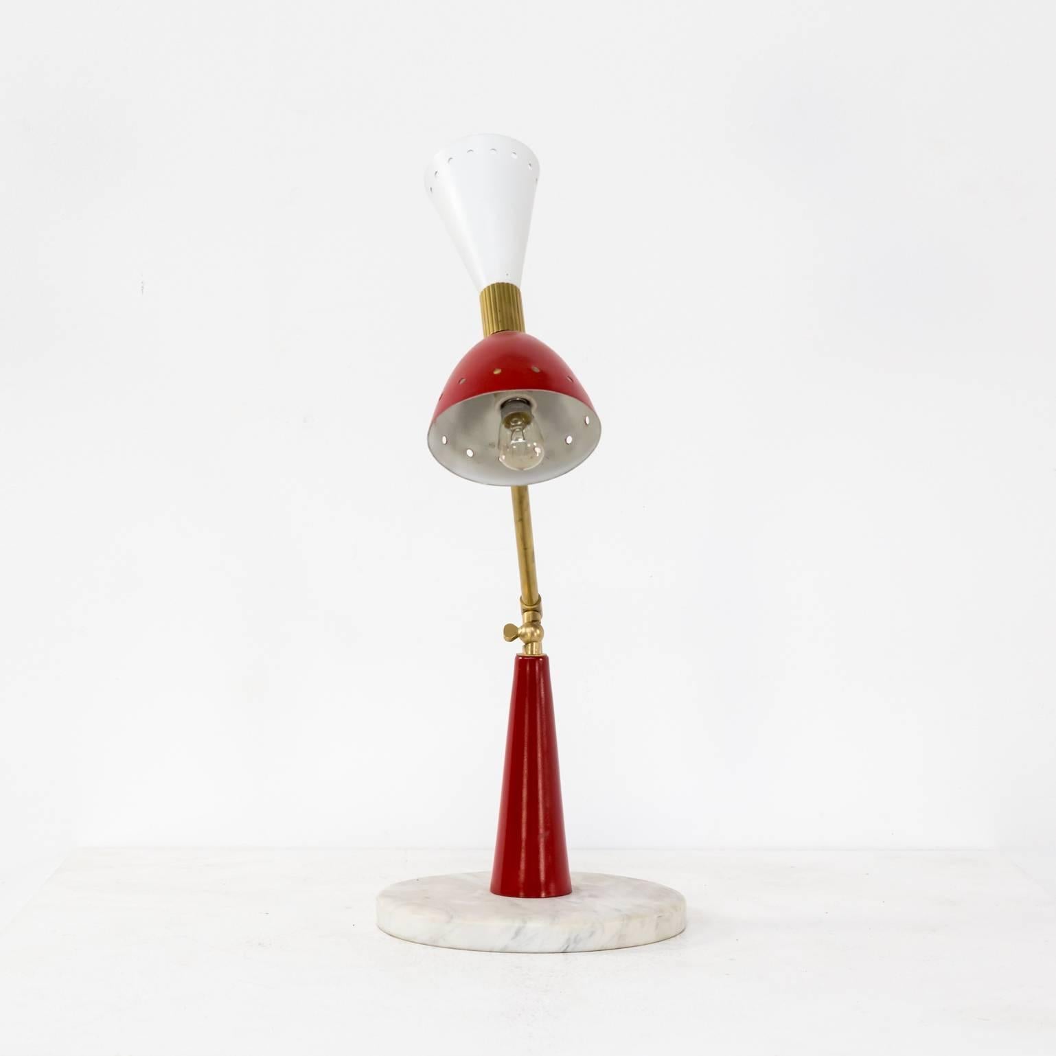 Italian 1950s Stilnovo Diabolo Table Lamp with Marble Foot For Sale