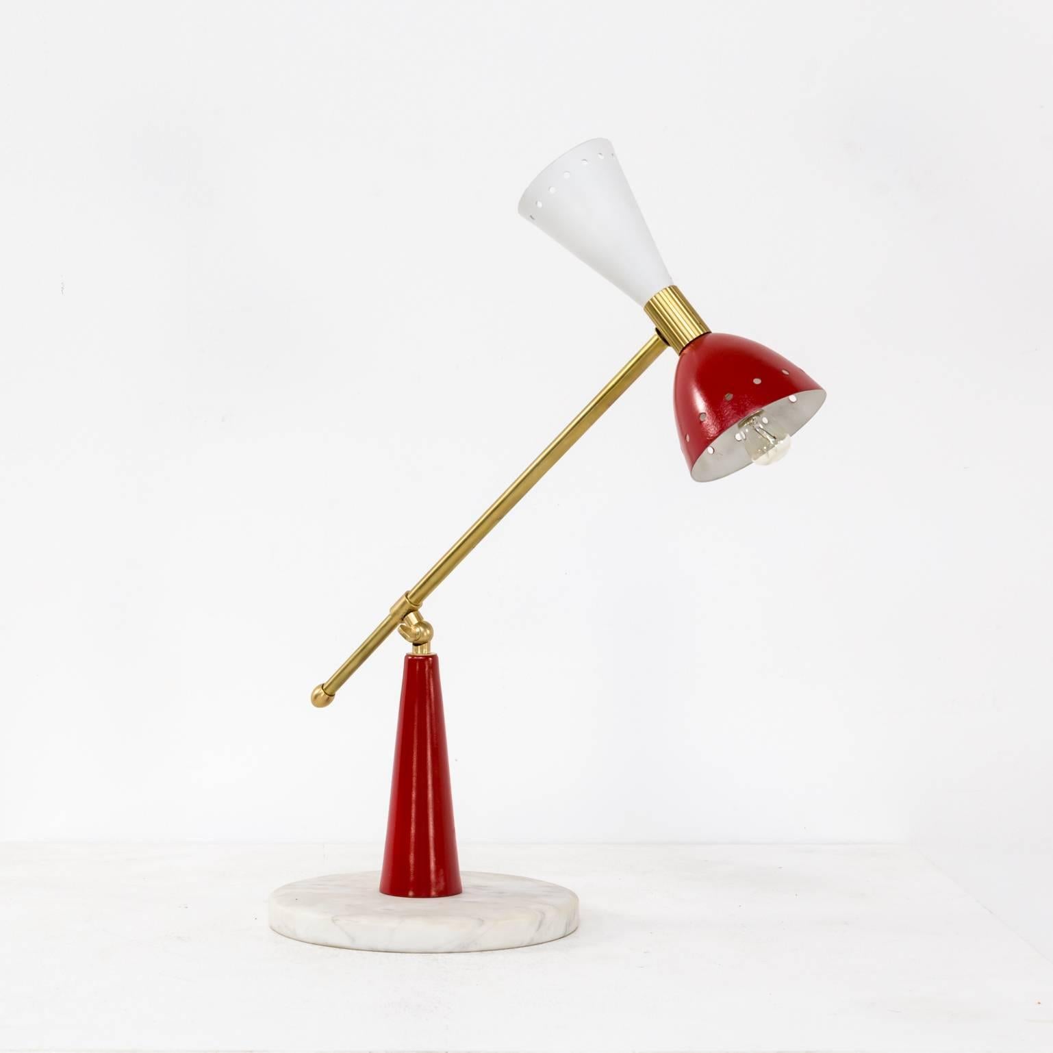 1950s Stilnovo Diabolo Table Lamp with Marble Foot In Good Condition For Sale In Amstelveen, Noord