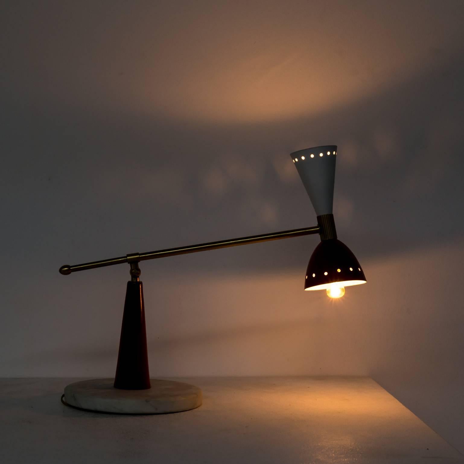 Metal 1950s Stilnovo Diabolo Table Lamp with Marble Foot For Sale