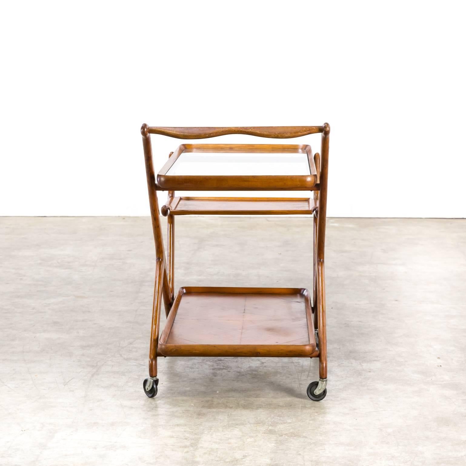 Glass 1950s Cesare Lacca Tea Trolley for Cassina For Sale