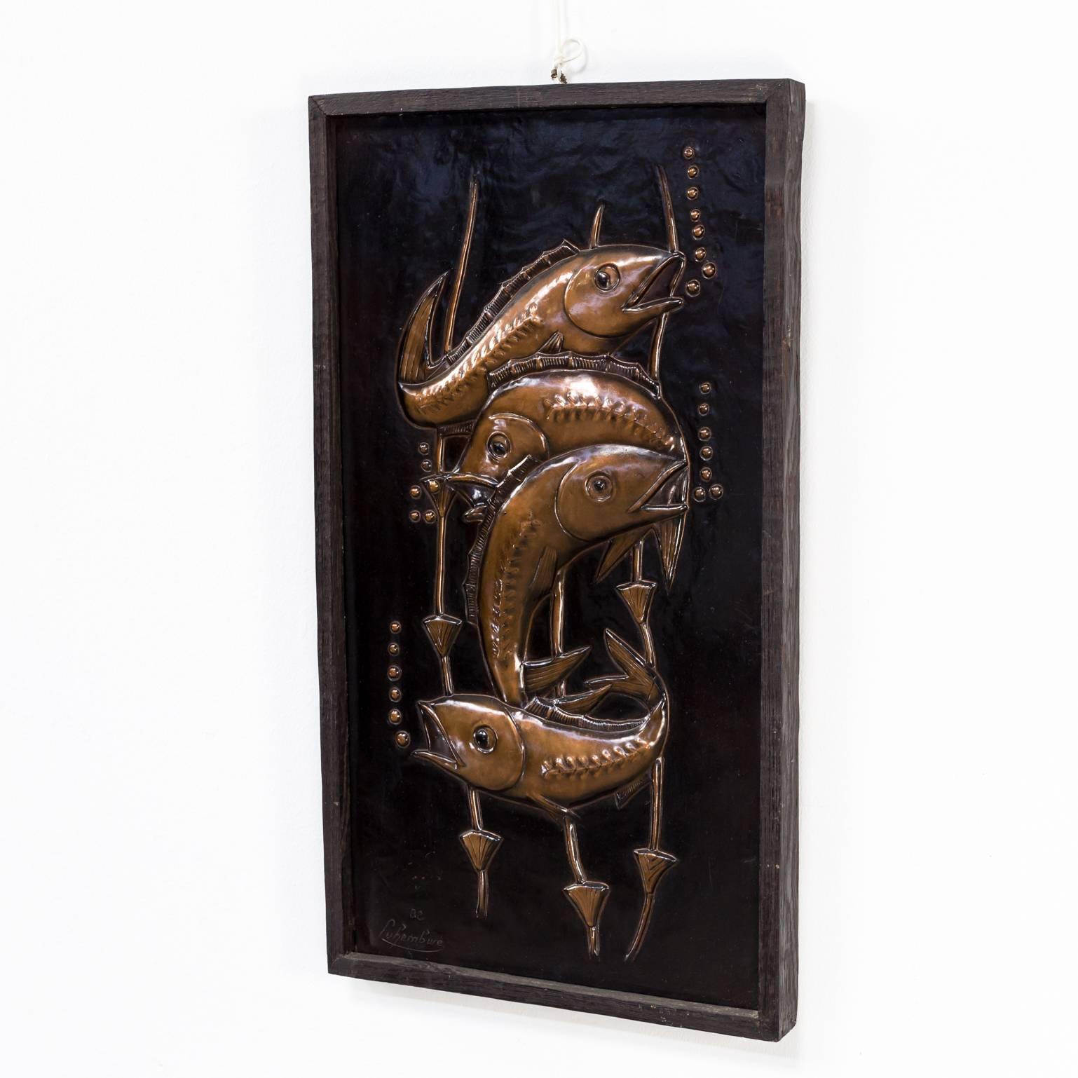 Mixed Metals Brutalist Wall Decoration Sculpture ‘Fish’ In Good Condition For Sale In Amstelveen, Noord