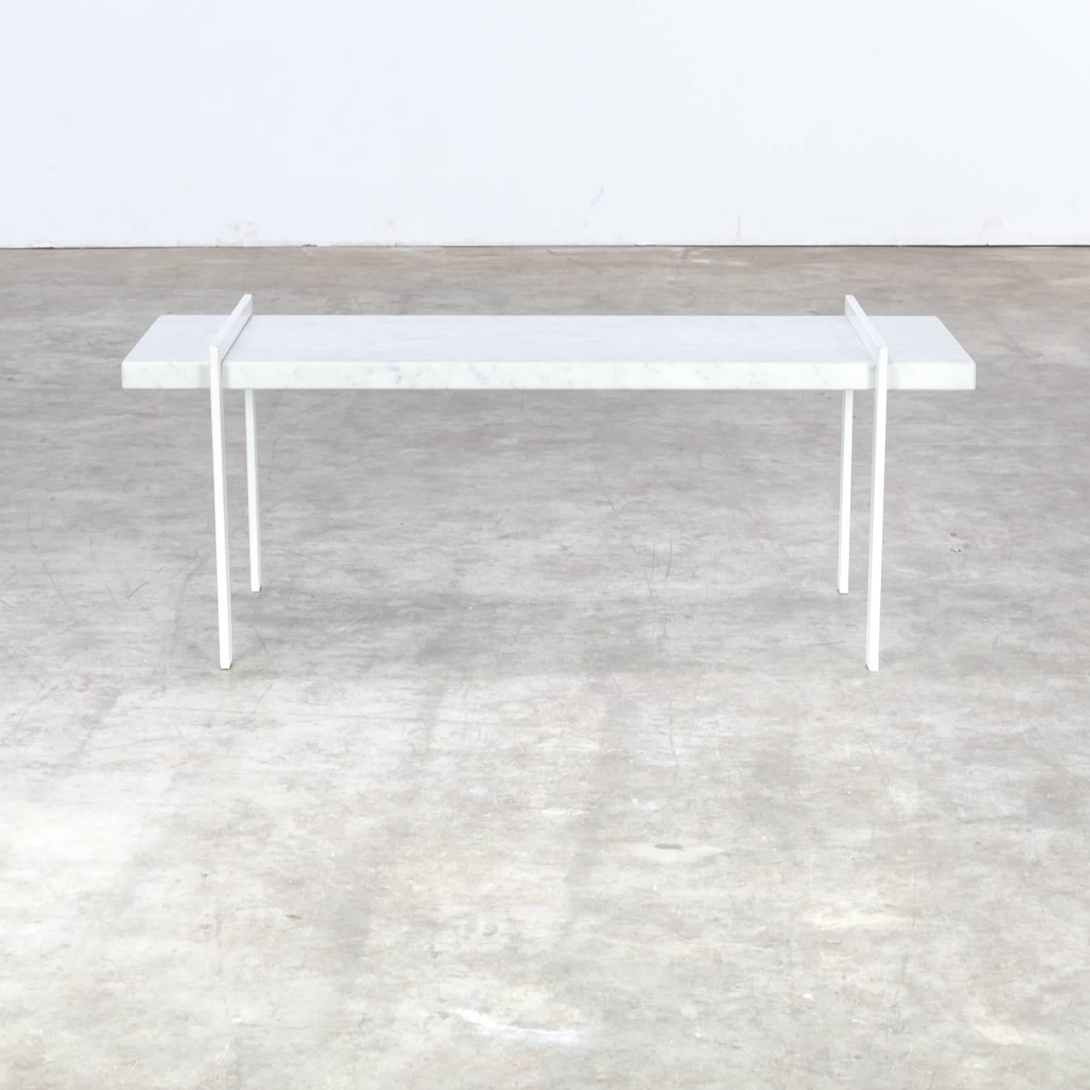 Late 20th Century Mid century, timeless, metal and bianco carrara marble side table For Sale