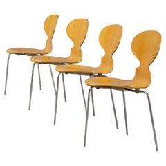 80s Arne Jacobsen Plywood Original ‘Model 3100 Ant’ Chair for Fritz Hansen Set/4