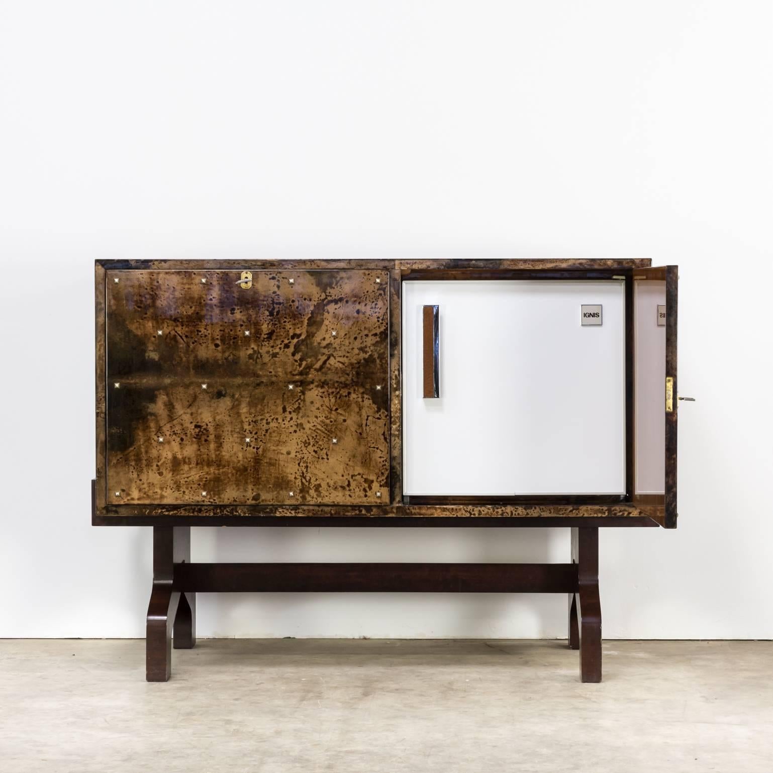 Italian 1950s Aldo Tura Lacquered Goatskin Cabinet Drybar for Tura Milano