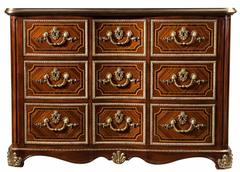 Serpentine Mahogany Chest of Drawers with Strapwork Marquetry