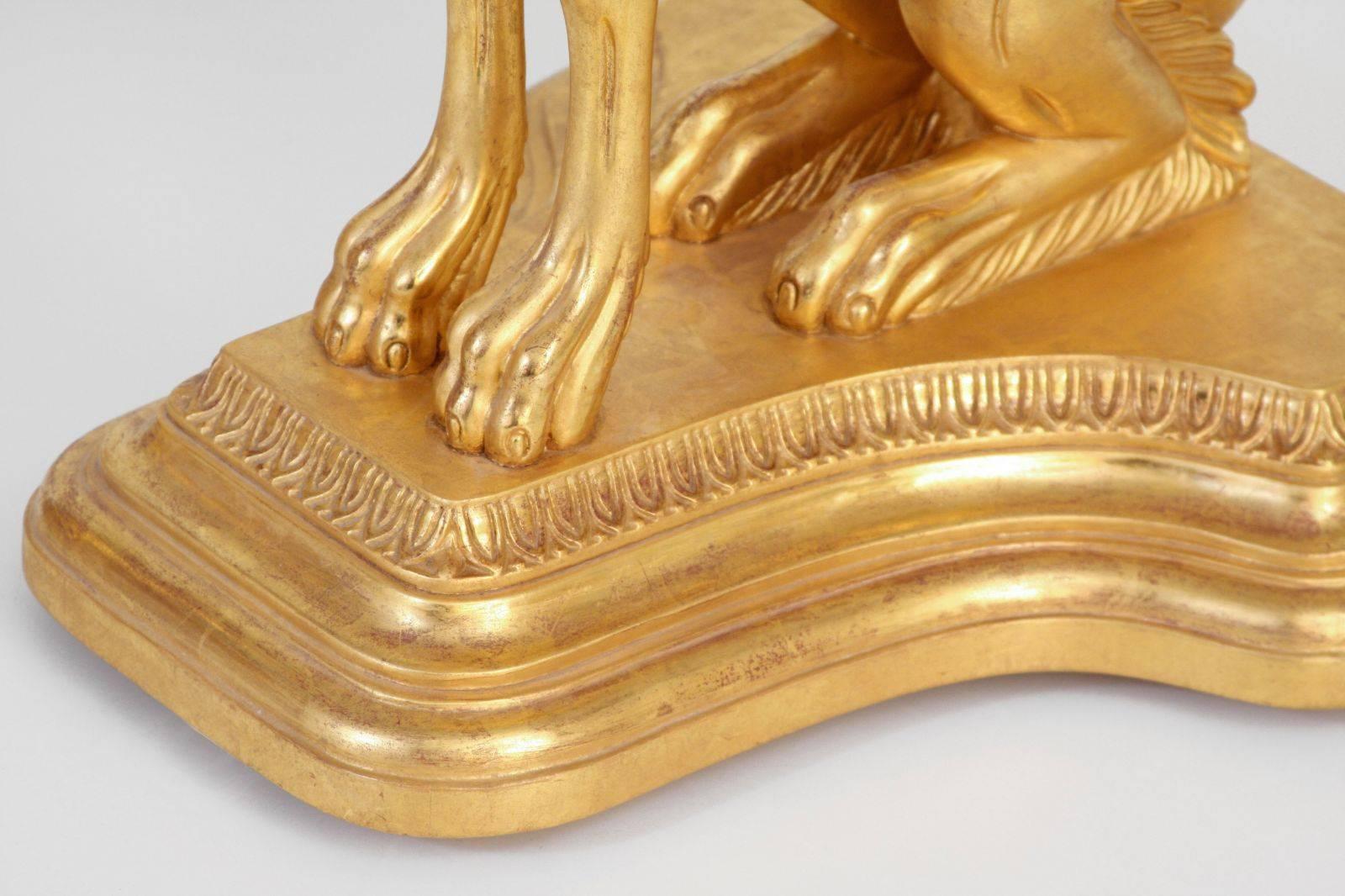 Pair of Water Gilded Life Size Dogs In Excellent Condition For Sale In Nettlebed, Oxfordshire