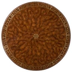 Brass Inlaid Centre Table with Scroll Brass Feet