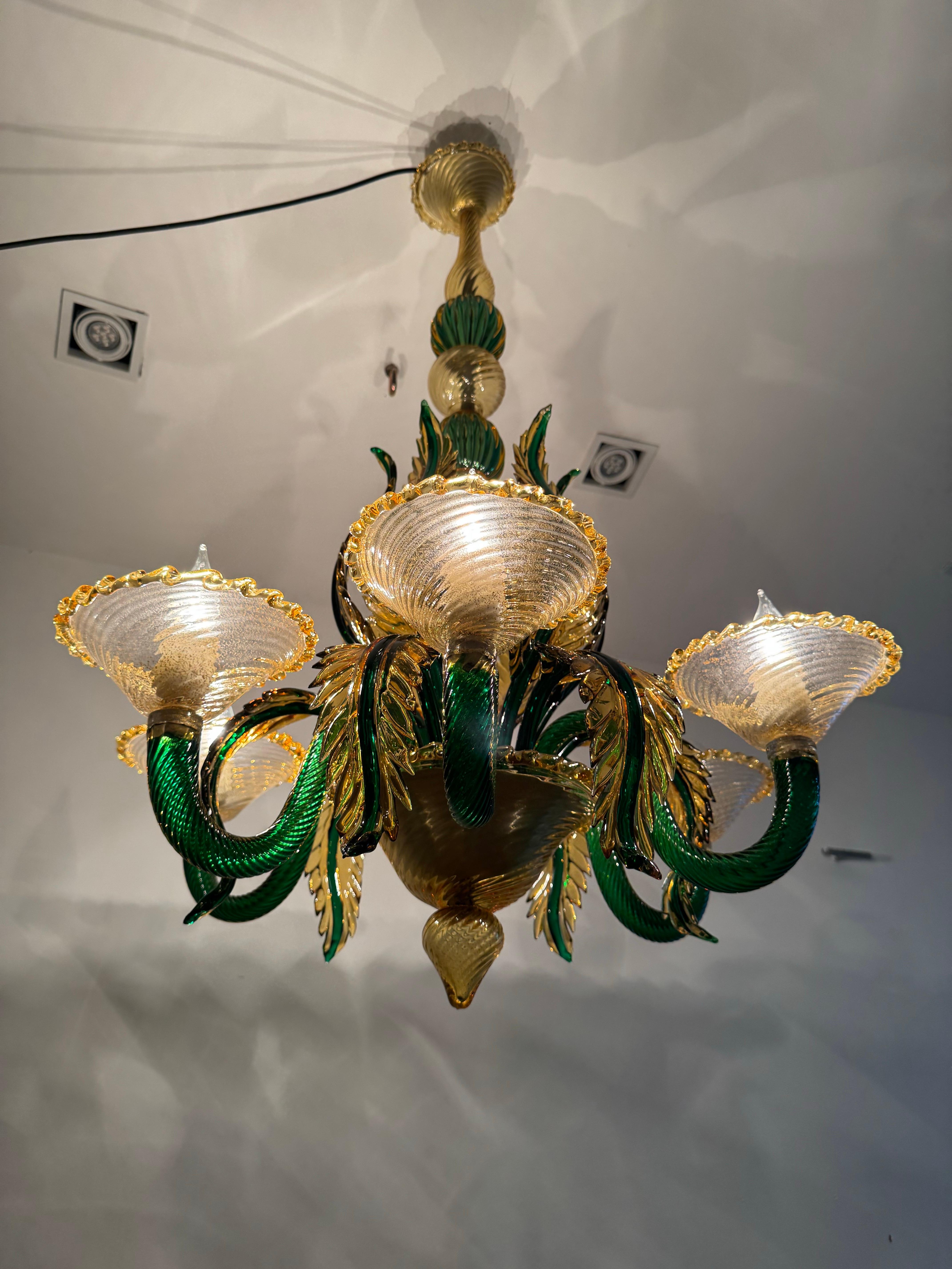 Mid Century Modern Chandelier attr. Seguso Factroy, Sommerso Glass, ca. 1940 For Sale 10