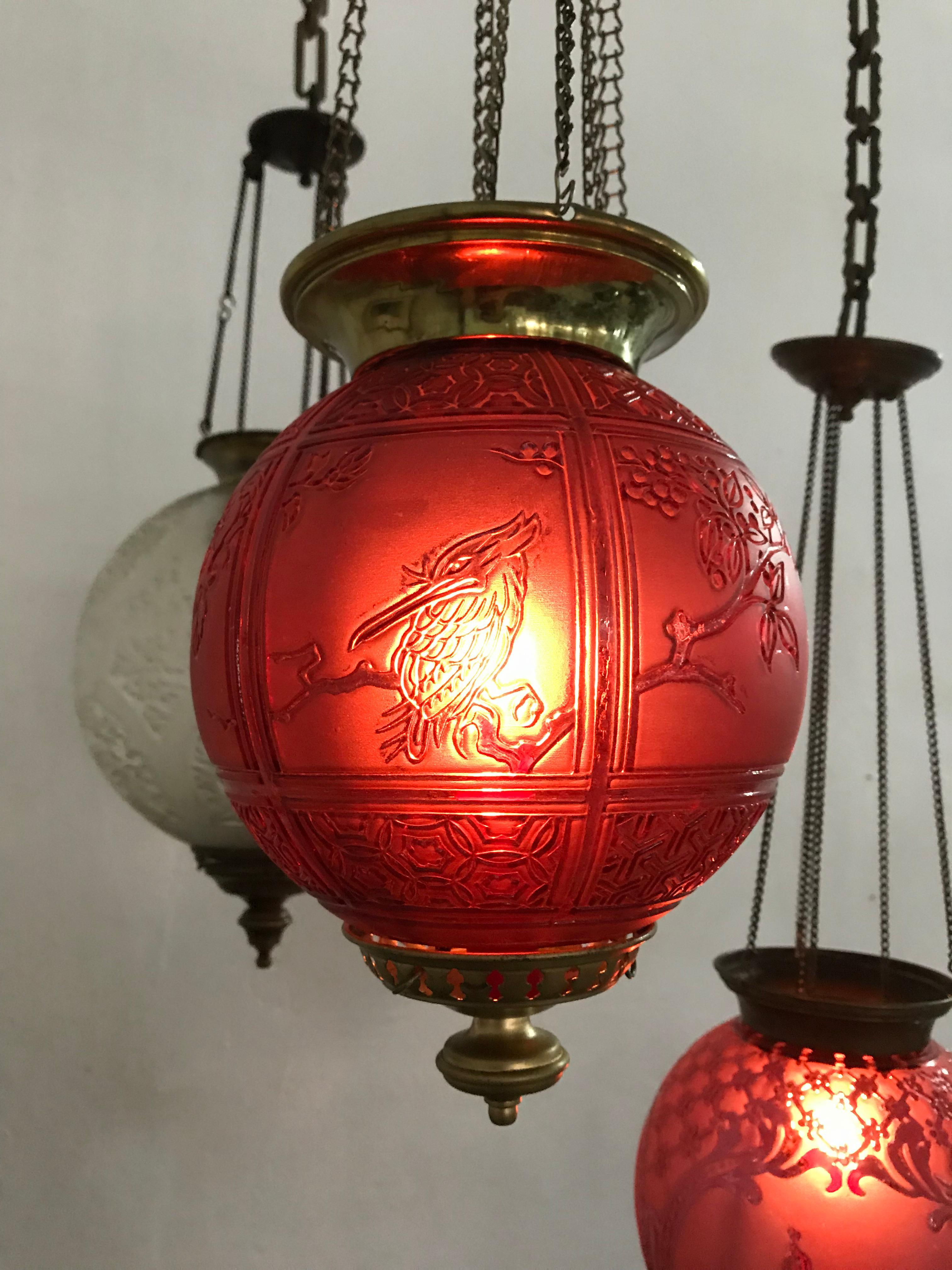 vintage red glass lantern