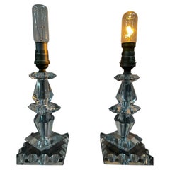 Art Deco Lamps by Baccarat, France circa 1940, Attr. to Jacques Adnet