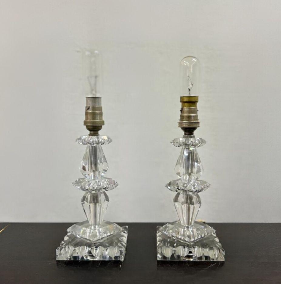 Lámparas Art Déco de Baccarat, Francia circa 1940, Attr. a Jacques Adnet Art Decó en venta