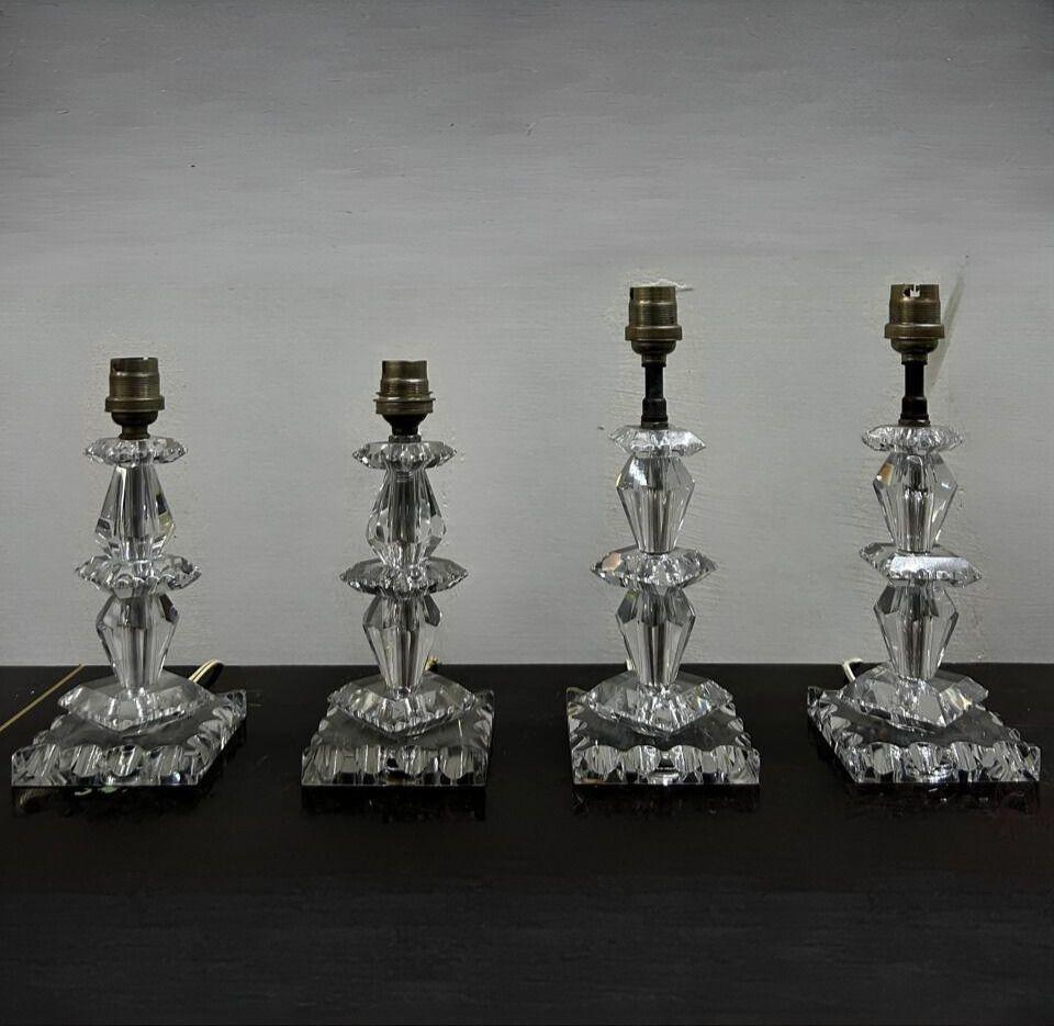 Lámparas Art Déco de Baccarat, Francia circa 1940, Attr. a Jacques Adnet siglo XX en venta