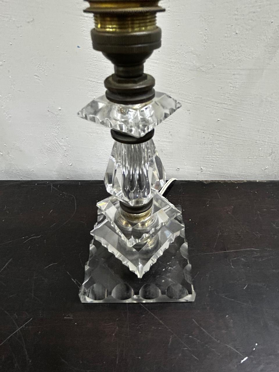 Cristal Lampe Art Déco par Baccarat, France circa 1940, Attr. à Jacques Adnet en vente
